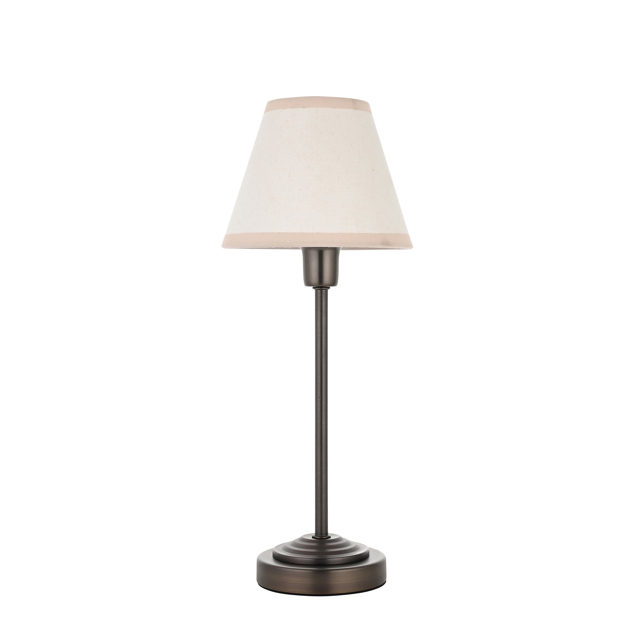 Endon Rise & Ivy 16cm Table Lamp - Antique Bronze Plate & Vintage White Fabric