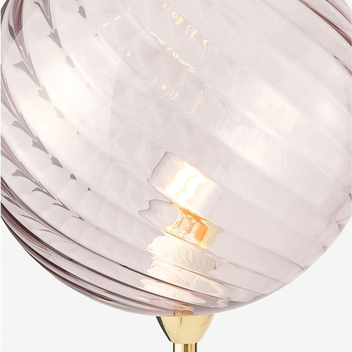MADE.COM Ilaria Floor Lamp in Polished Brass with Pink Tinted Dimpled Glass Shade