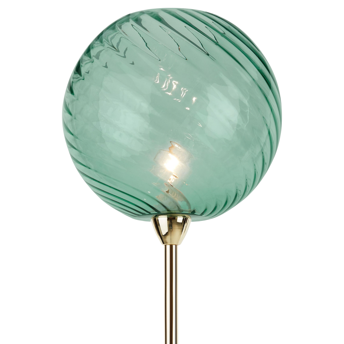 MADE.COM Ilaria Floor Lamp in Polished Brass with Blue Tinted Dimpled Glass Shade