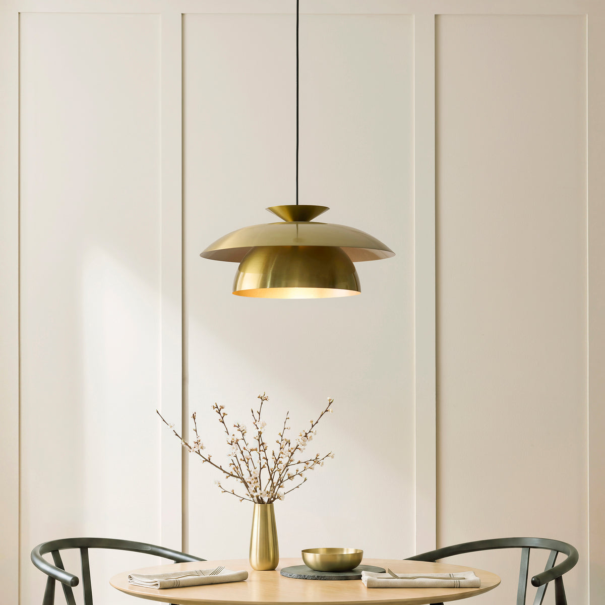 Endon Lyon Pendant - Satin Brass Plate