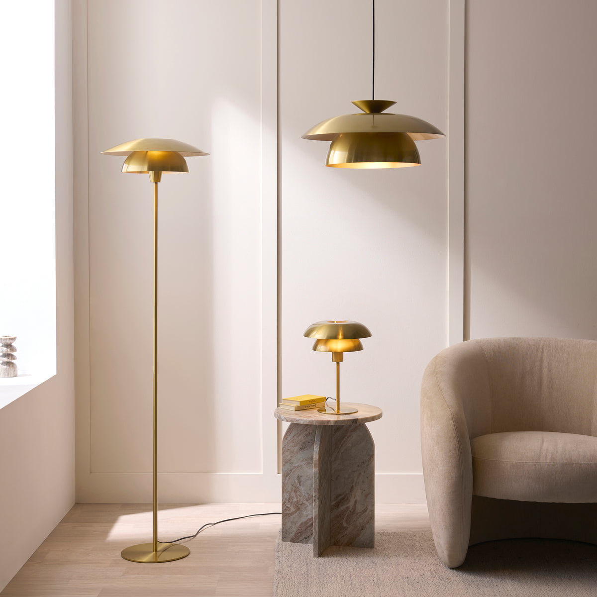 Endon Lyon Pendant - Satin Brass Plate