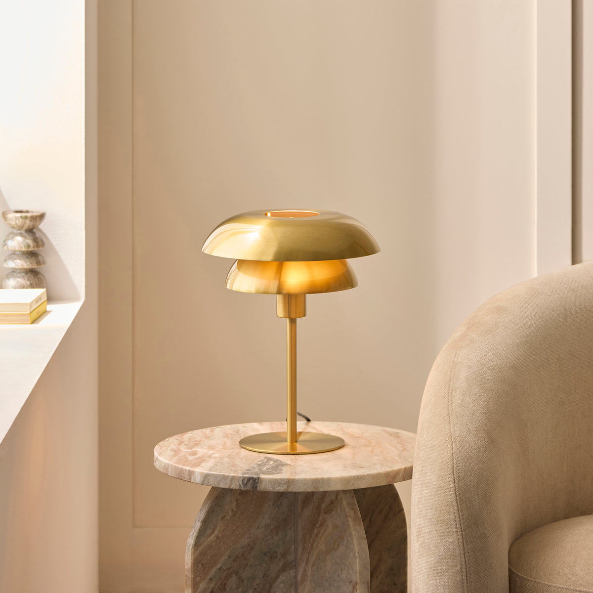 Endon Lyon Table Light - Satin Brass Plate