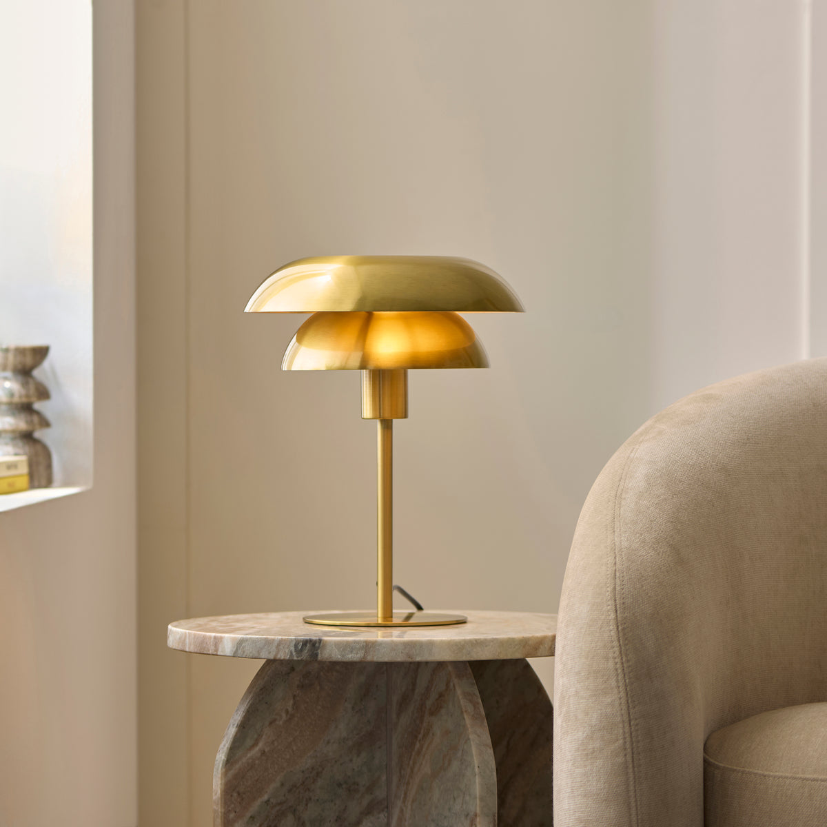 Endon Lyon Table Light - Satin Brass Plate