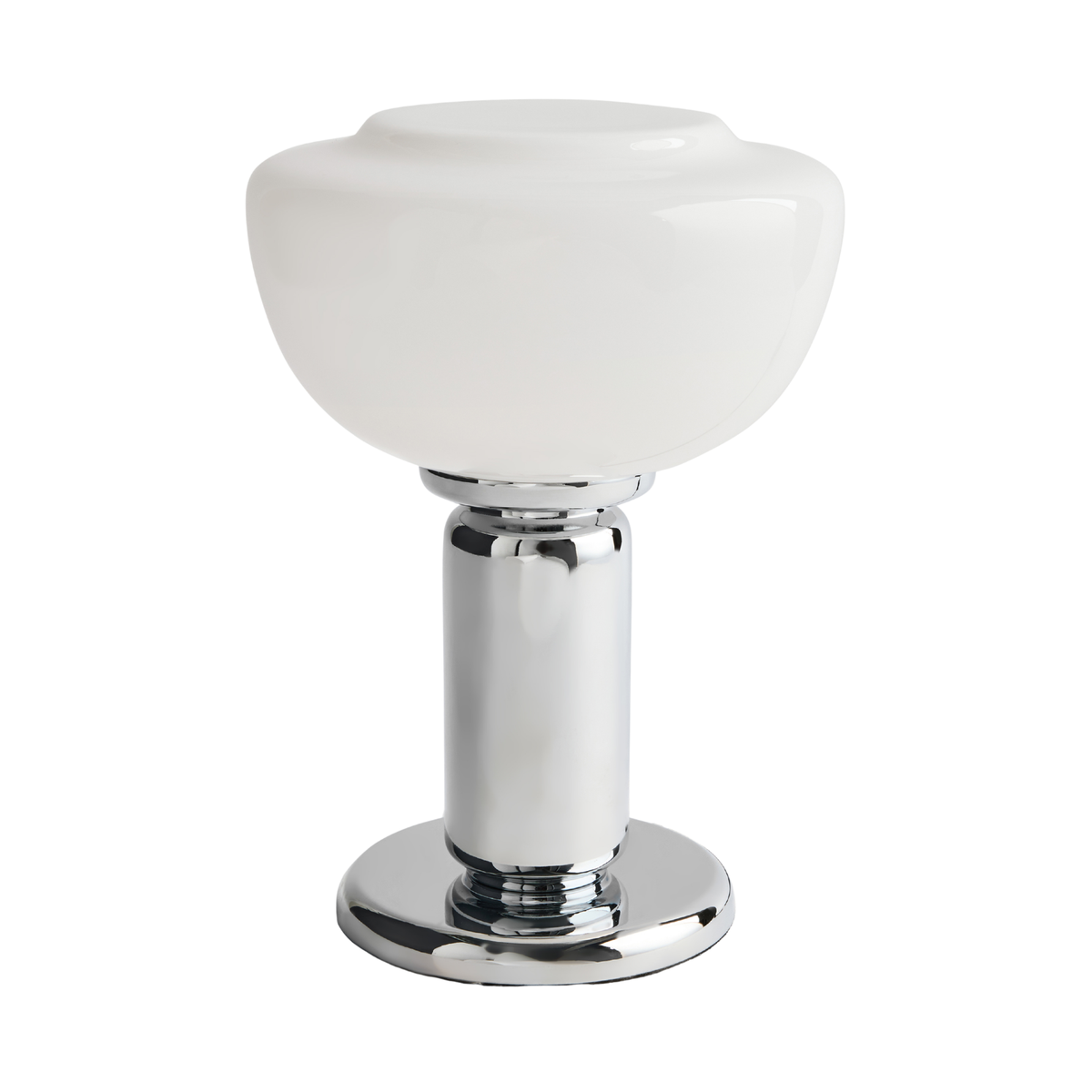 MADE.COM Monroe Table Lamp in Polished Chrome with Opal Glass Shade