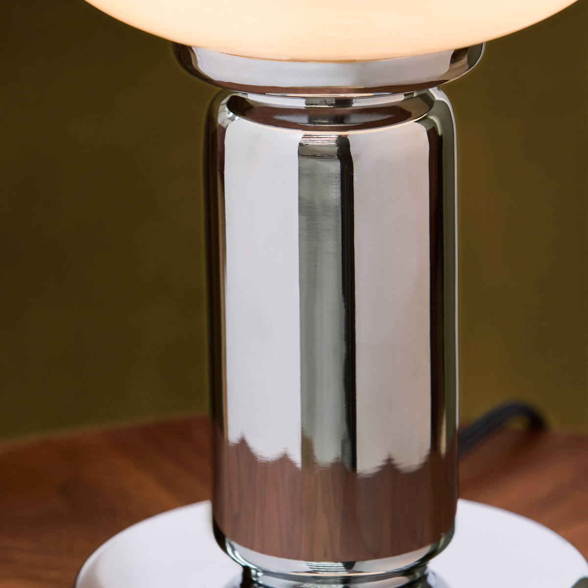 MADE.COM Monroe Table Lamp in Polished Chrome with Opal Glass Shade