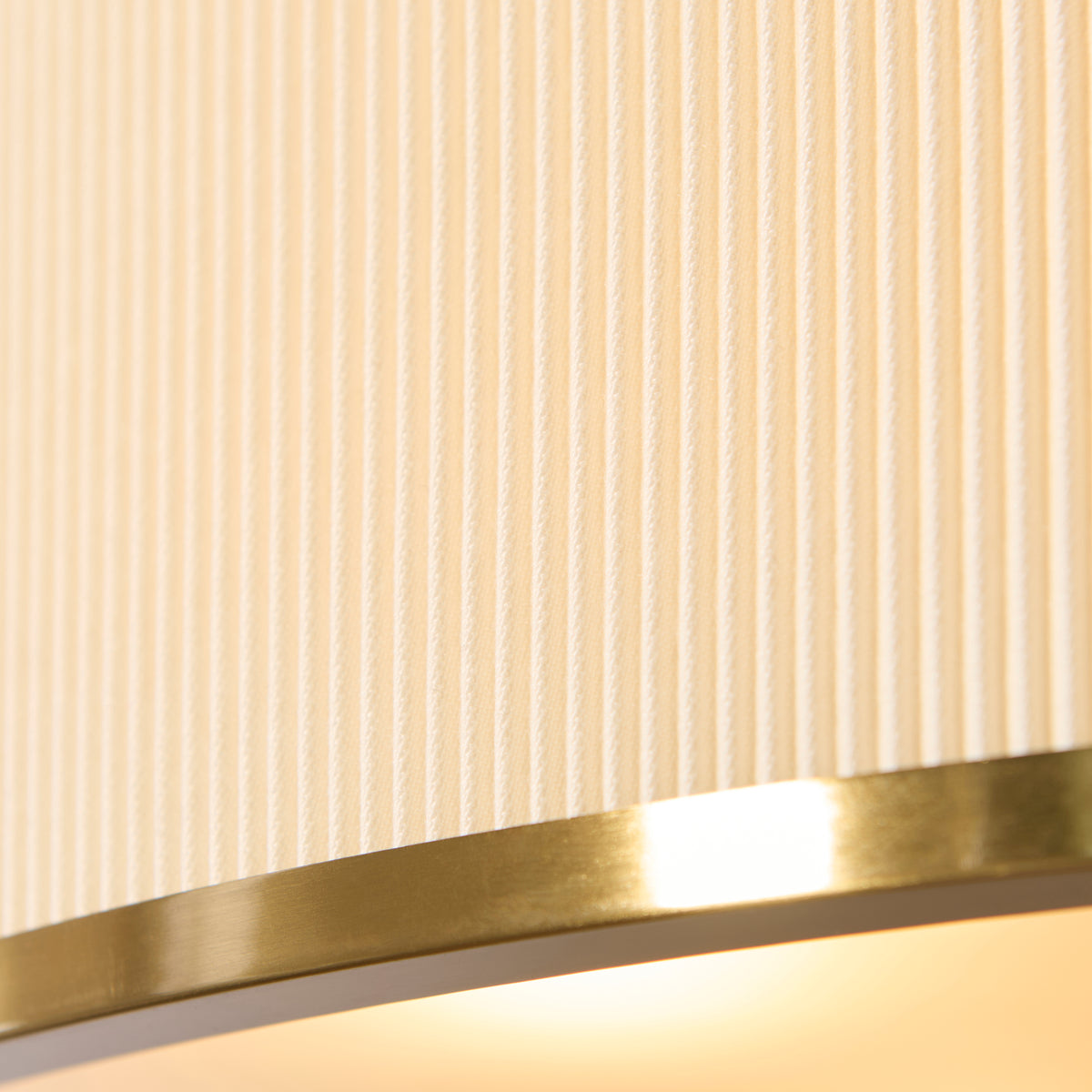 Endon Lexi 5 Light Pendant - Ivory Fabric, Brushed Aged Brass & Frosted Glass