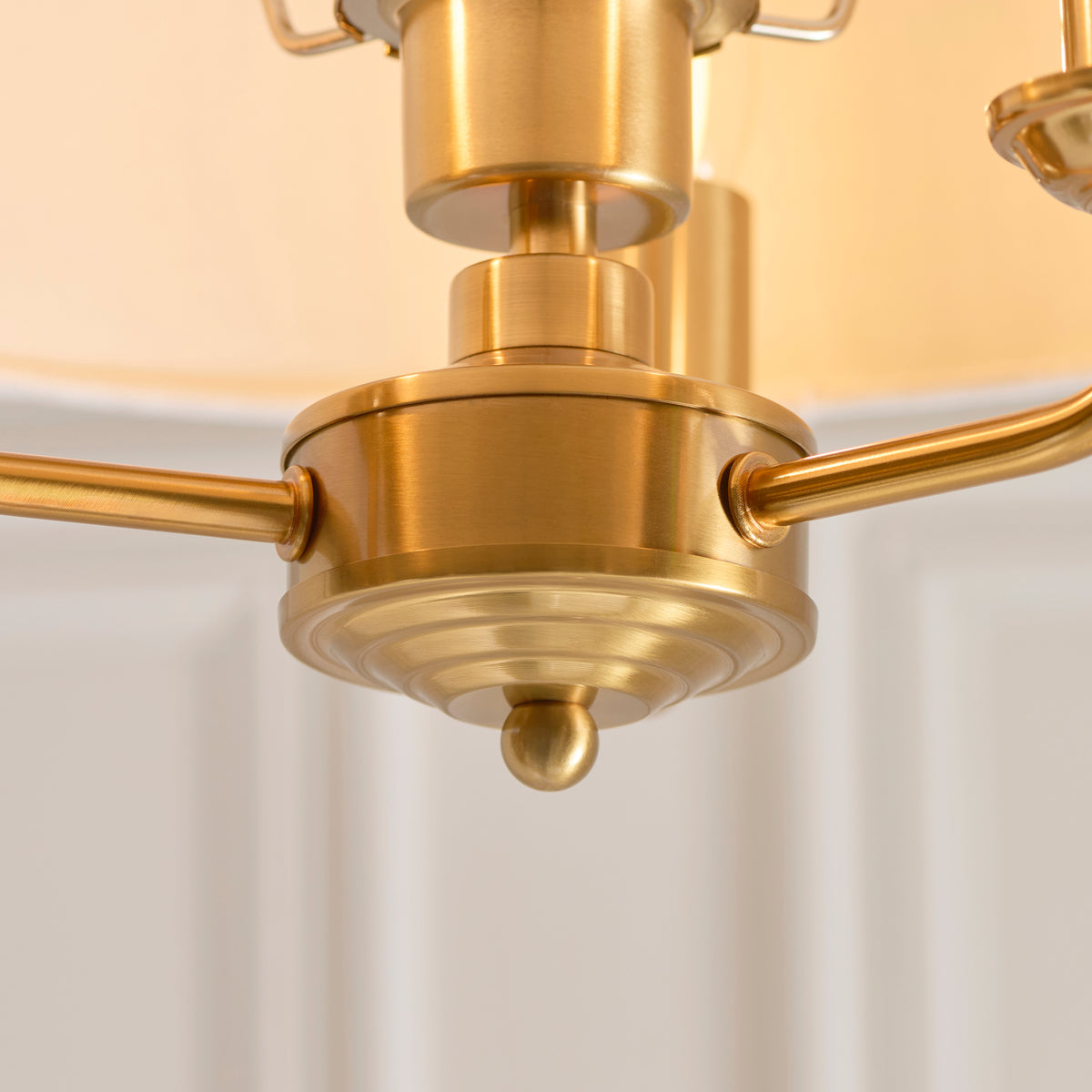 Endon Highclere 3 Light Flush - Vintage Brass & Natural Linen