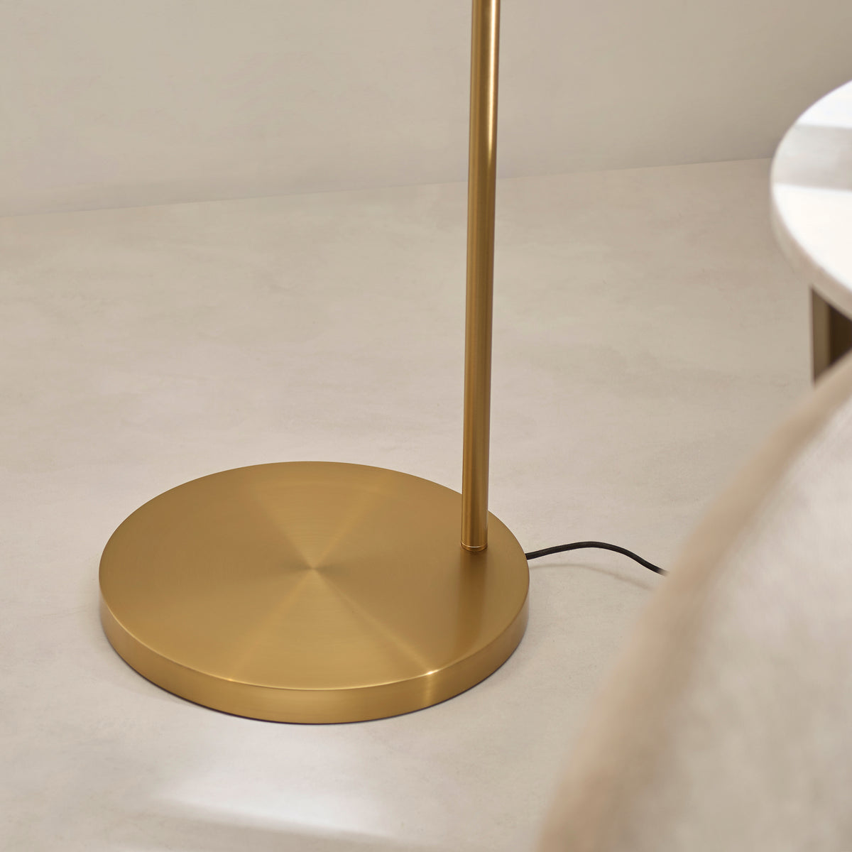 Endon Carlson XL Floor Light - Warm Brass Plate & Natural Fabric