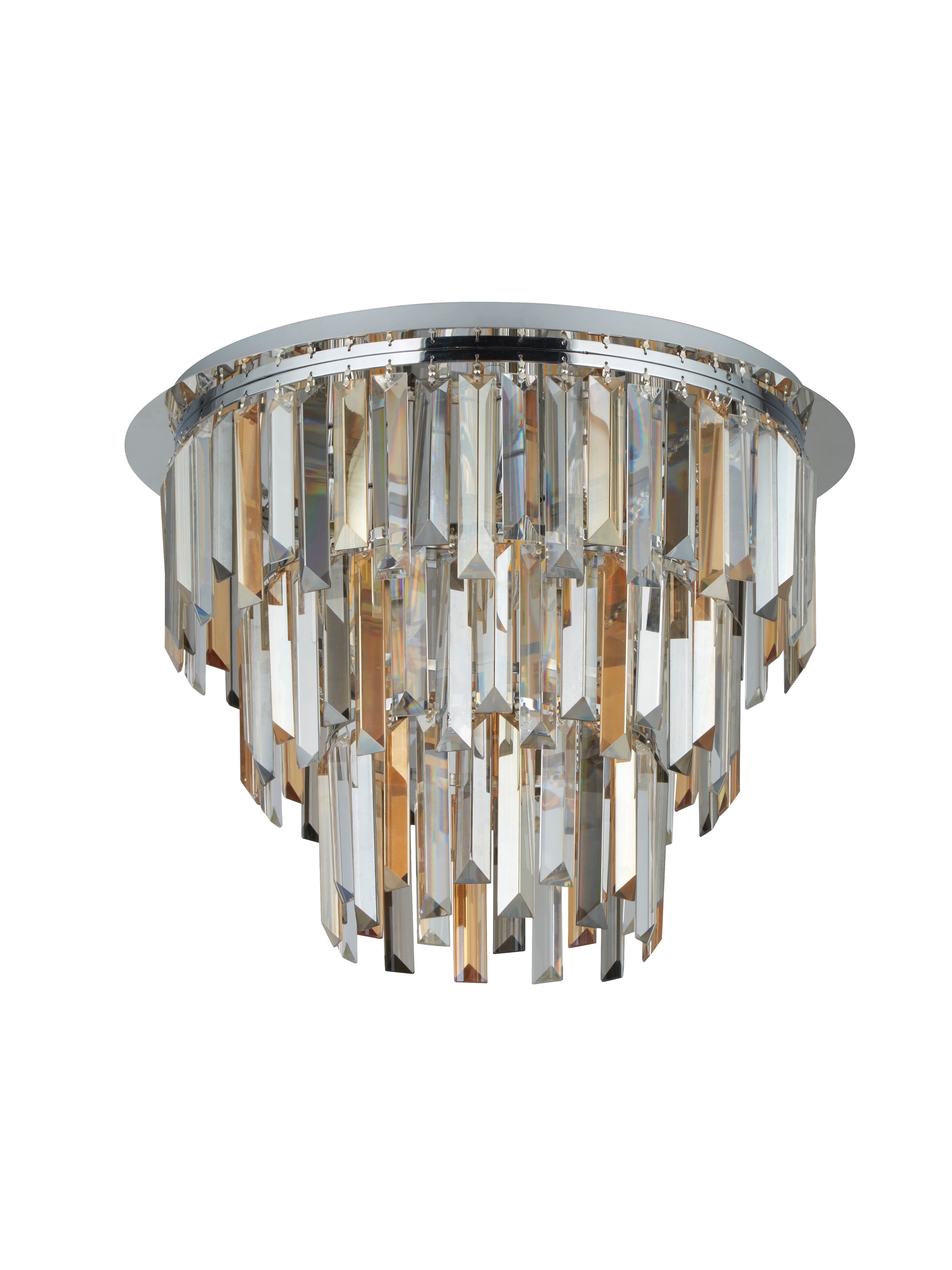 Searchlight Carlingford 5 Light Flush Ceiling Light - Chrome & Glass Prisms