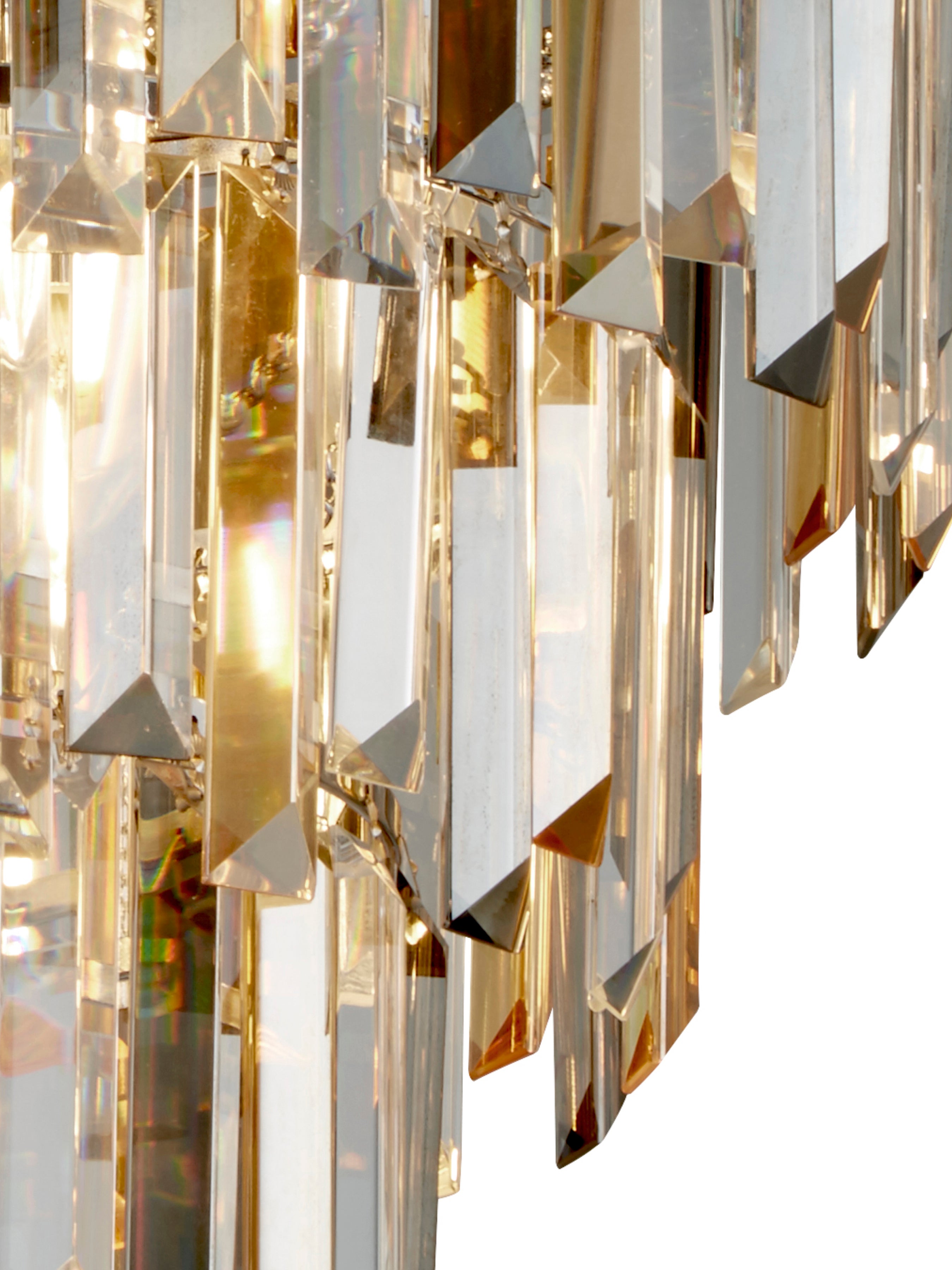 Searchlight Carlingford 5 Light Flush Ceiling Light - Chrome & Glass Prisms