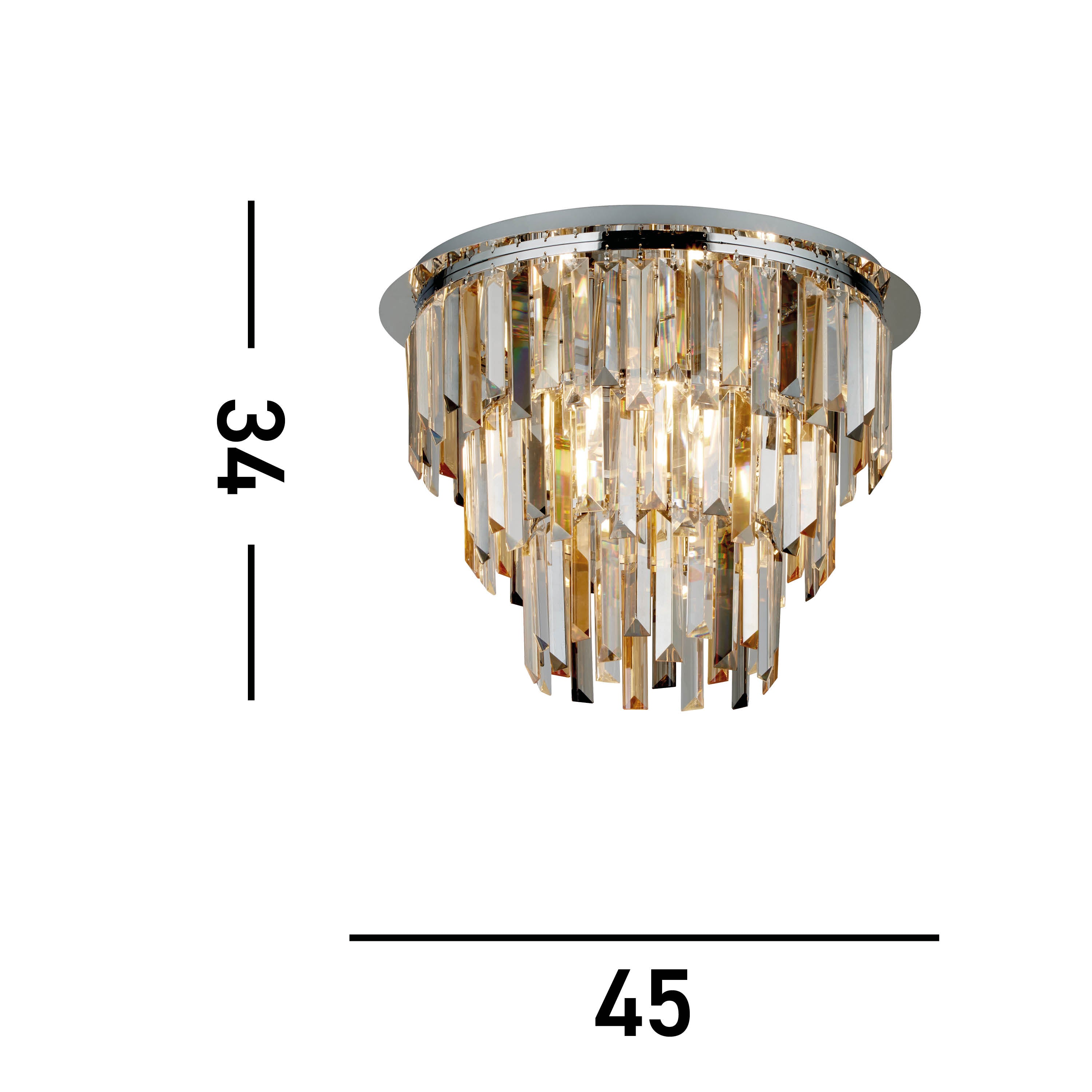 Searchlight Carlingford 5 Light Flush Ceiling Light - Chrome & Glass Prisms