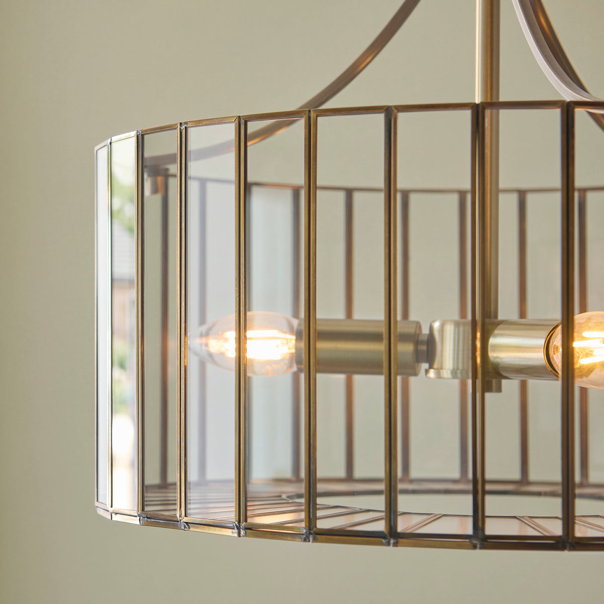 Endon Antalya 3 Light Pendant - Antique Solid Brass & Clear Glass