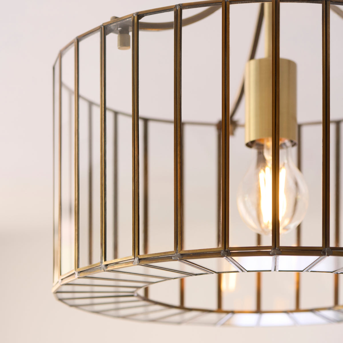 Endon Antalya Flush - Antique Solid Brass & Clear Glass