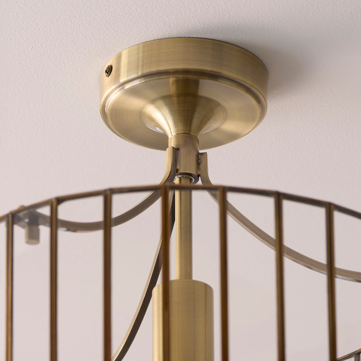 Endon Antalya Flush - Antique Solid Brass & Clear Glass
