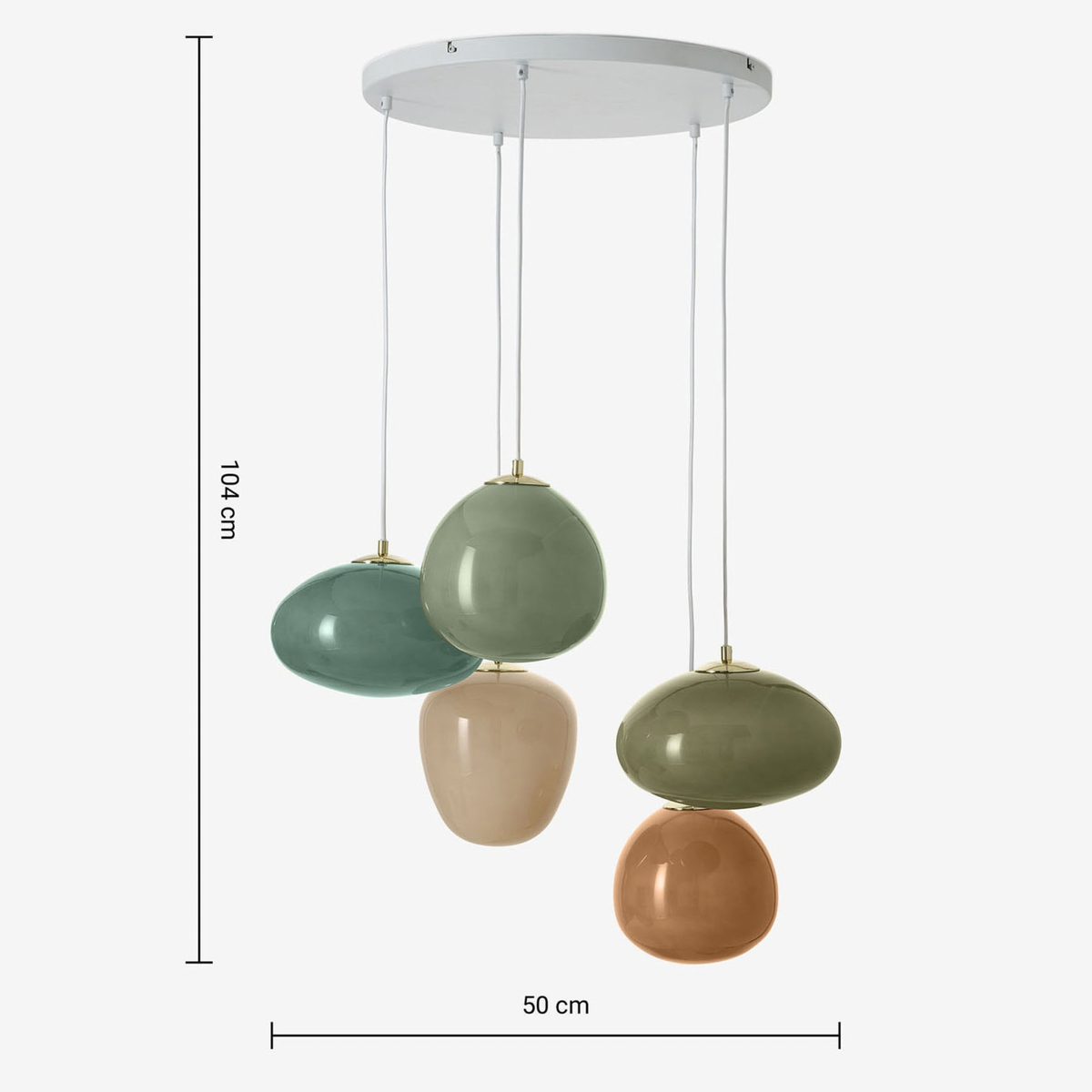 MADE.COM Adrianne Diner Cluster Pendant in Matt White with Green Ombre Glass Shades