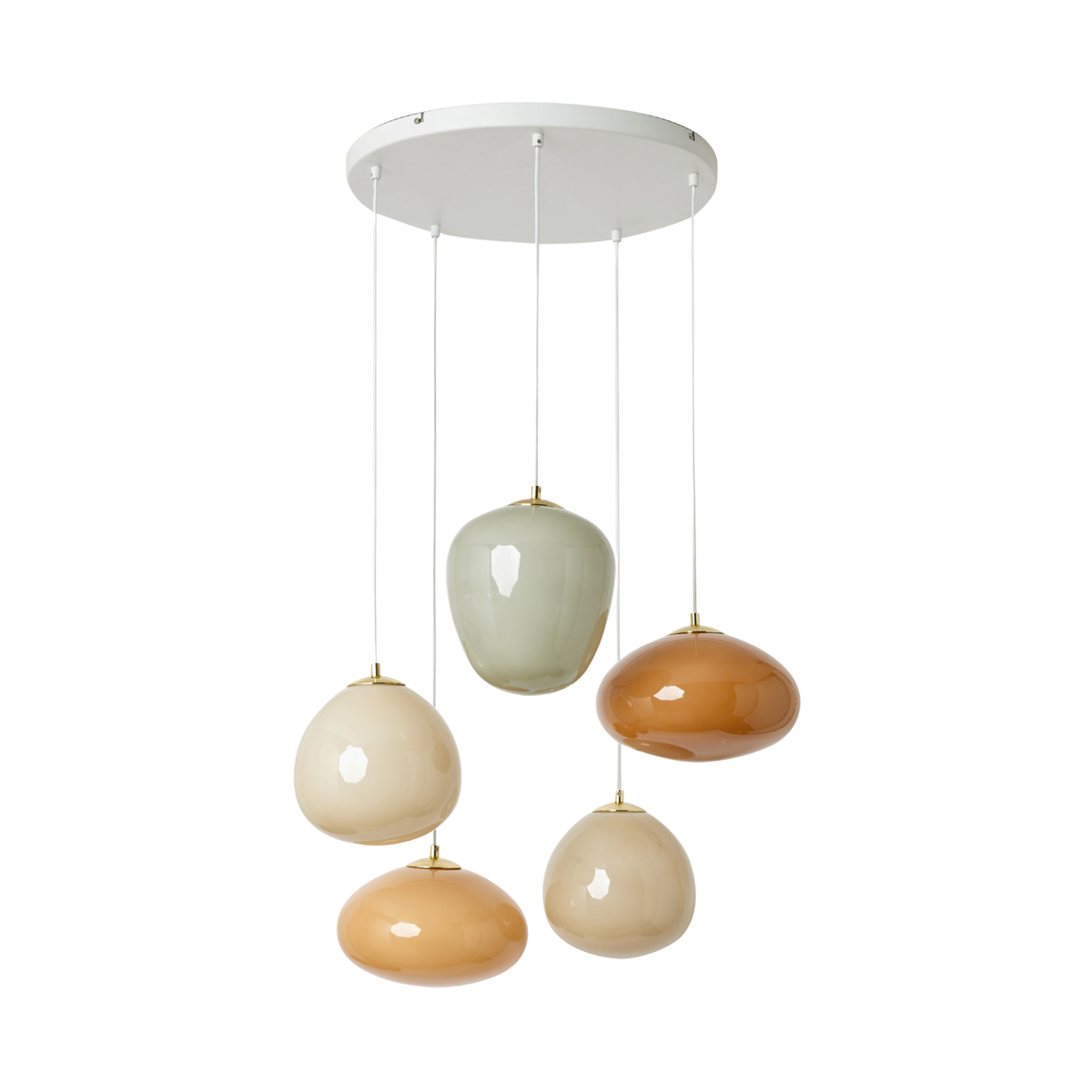 MADE.COM Adrianne Diner Cluster Pendant in Matt White with Pink & Neutral Glass Shades