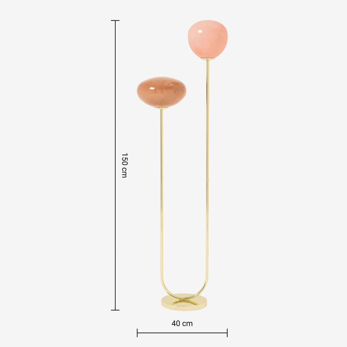 MADE.COM Adrianne Floor Lamp in Polished Brass with Pink Tinted Glass Shades