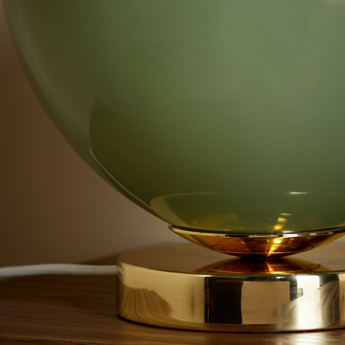 MADE.COM Adrianne Table Lamp in Polished Brass with Green Glass Shade