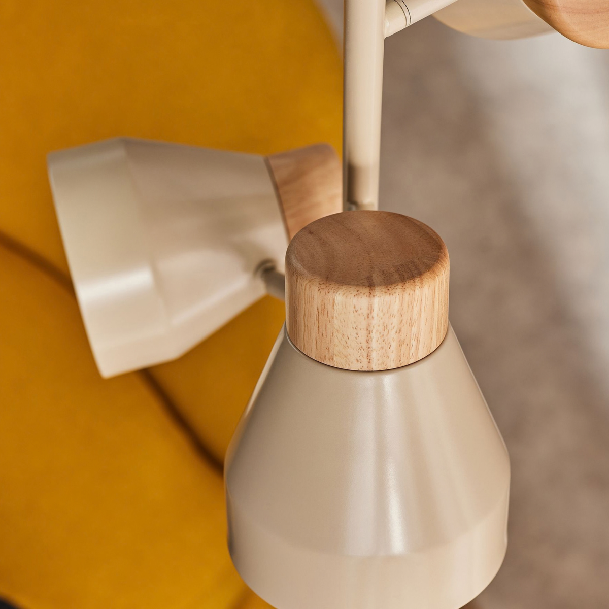 MADE.COM Albert Floor Lamp in Cream with Natural Wood Detail