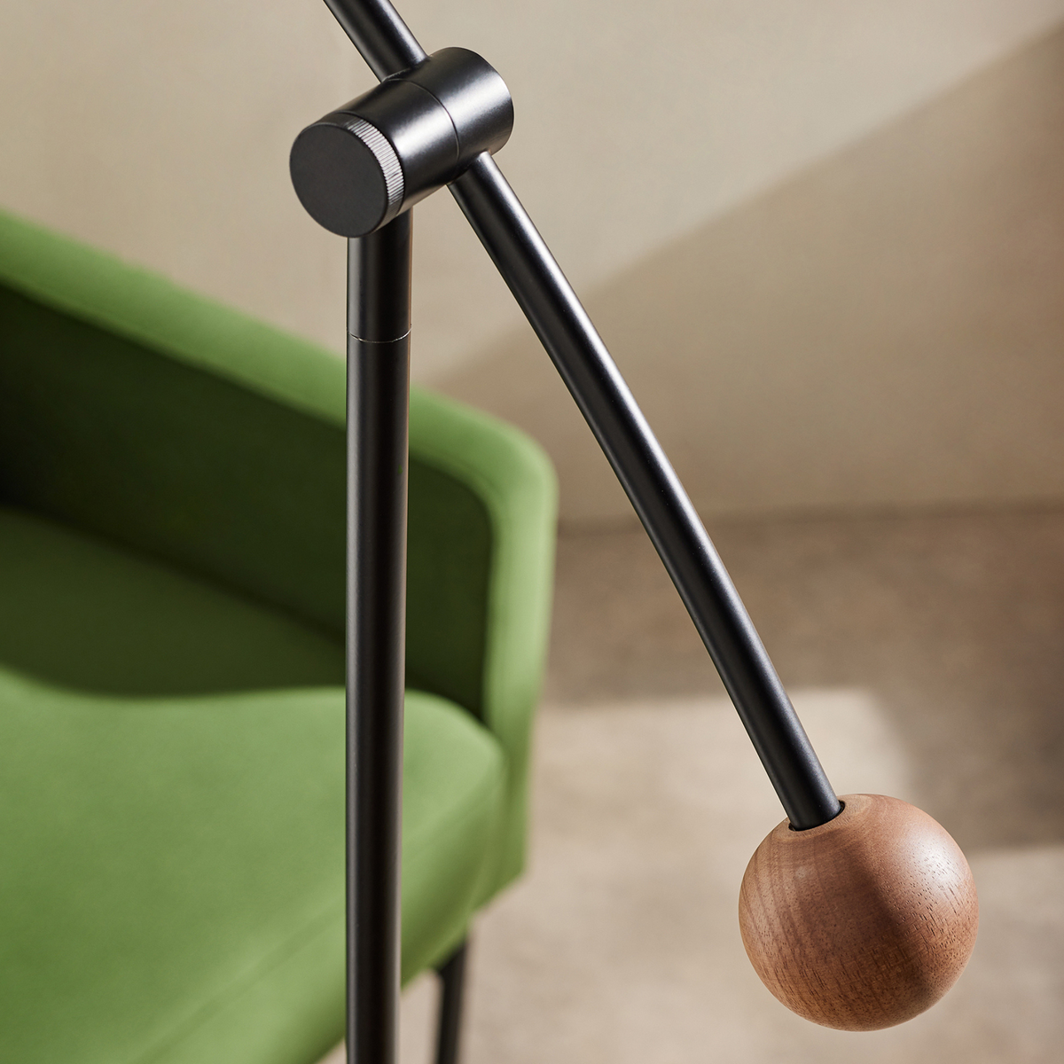 MADE.COM Avery Floor Lamp in Matt Black with Dark Stained Wood Base