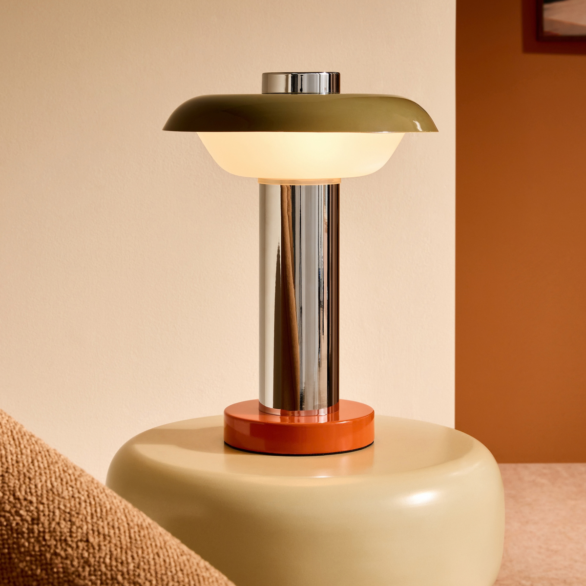 MADE.COM Eero Table Lamp in Chrome with Opal Glass Shades