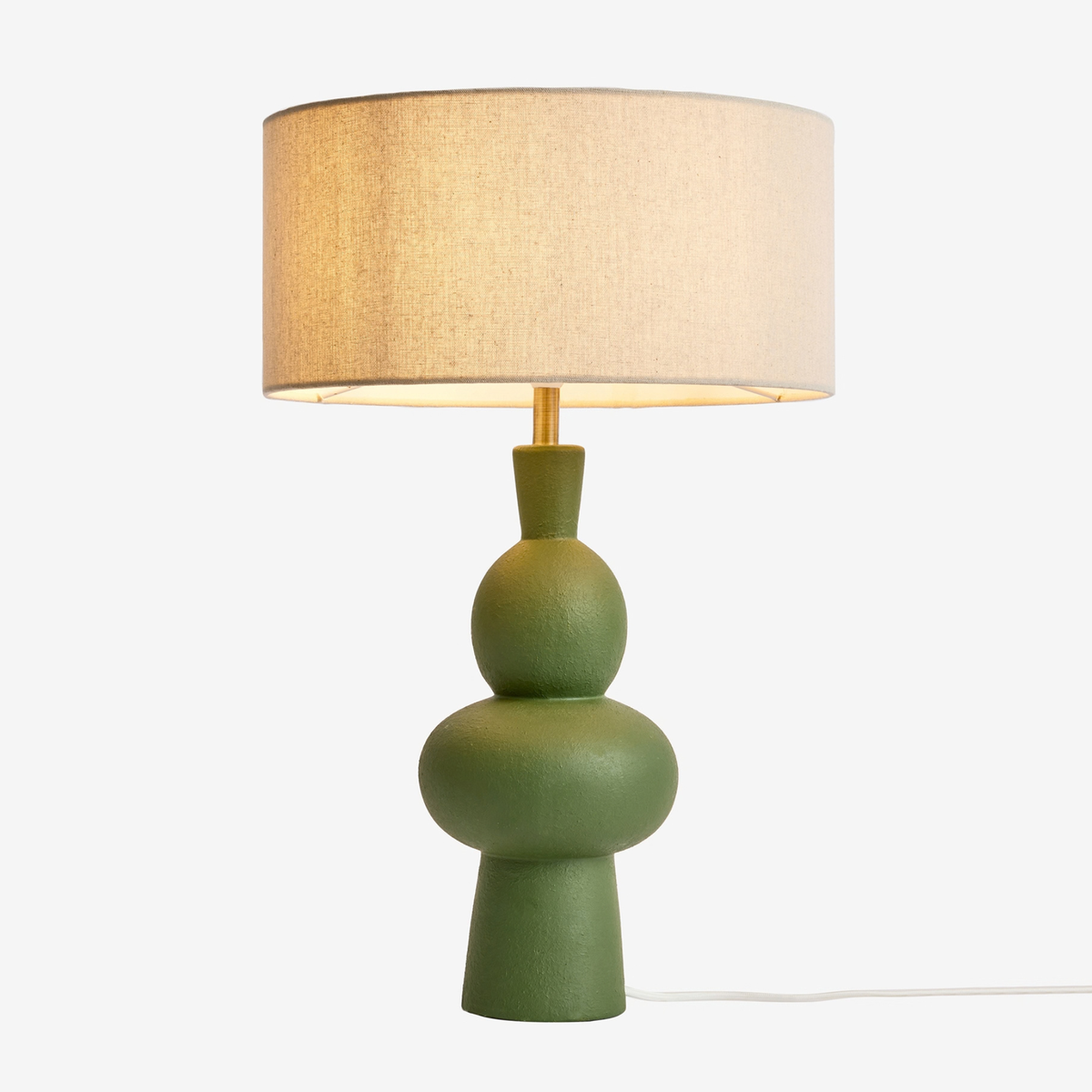 MADE.COM Freyja Ceramic Table Lamp in Green with Cream Fabric Shade