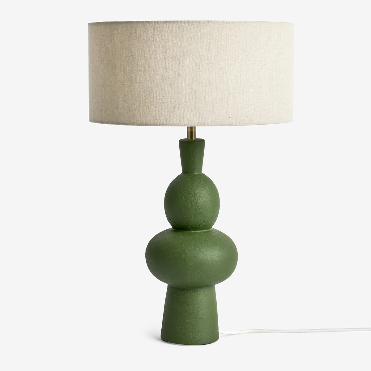 MADE.COM Freyja Ceramic Table Lamp in Green with Cream Fabric Shade
