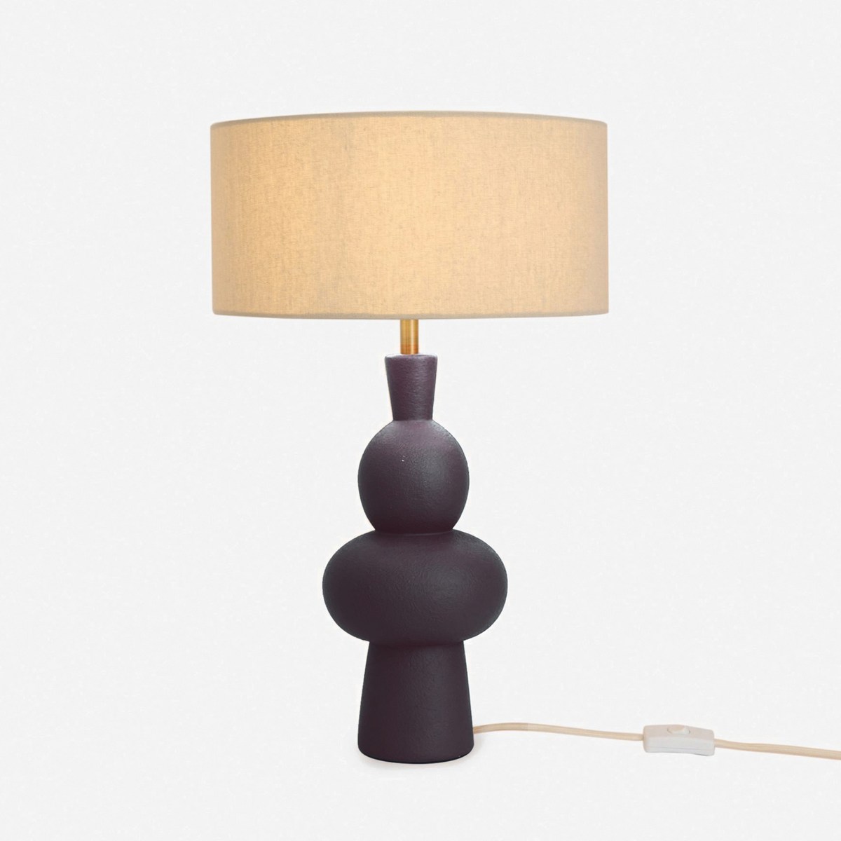 MADE.COM Freyja Ceramic Table Lamp in Black with Cream Fabric Shade