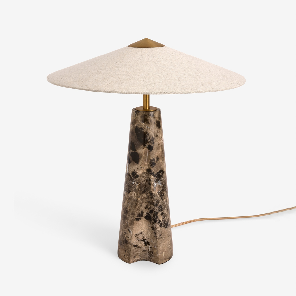 MADE.COM Heath Marble Table Lamp in Black & Brown Marble with Linen Shade