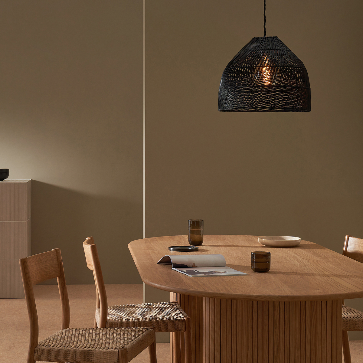 MADE.COM Java Small Lamp Shade in Black Rattan