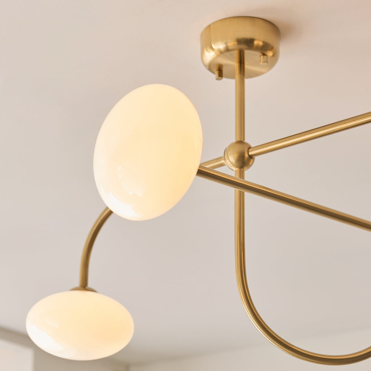 Endon Ottowa 4 Light Semi Flush - Brushed Aged Brass Plate & Opal Glass