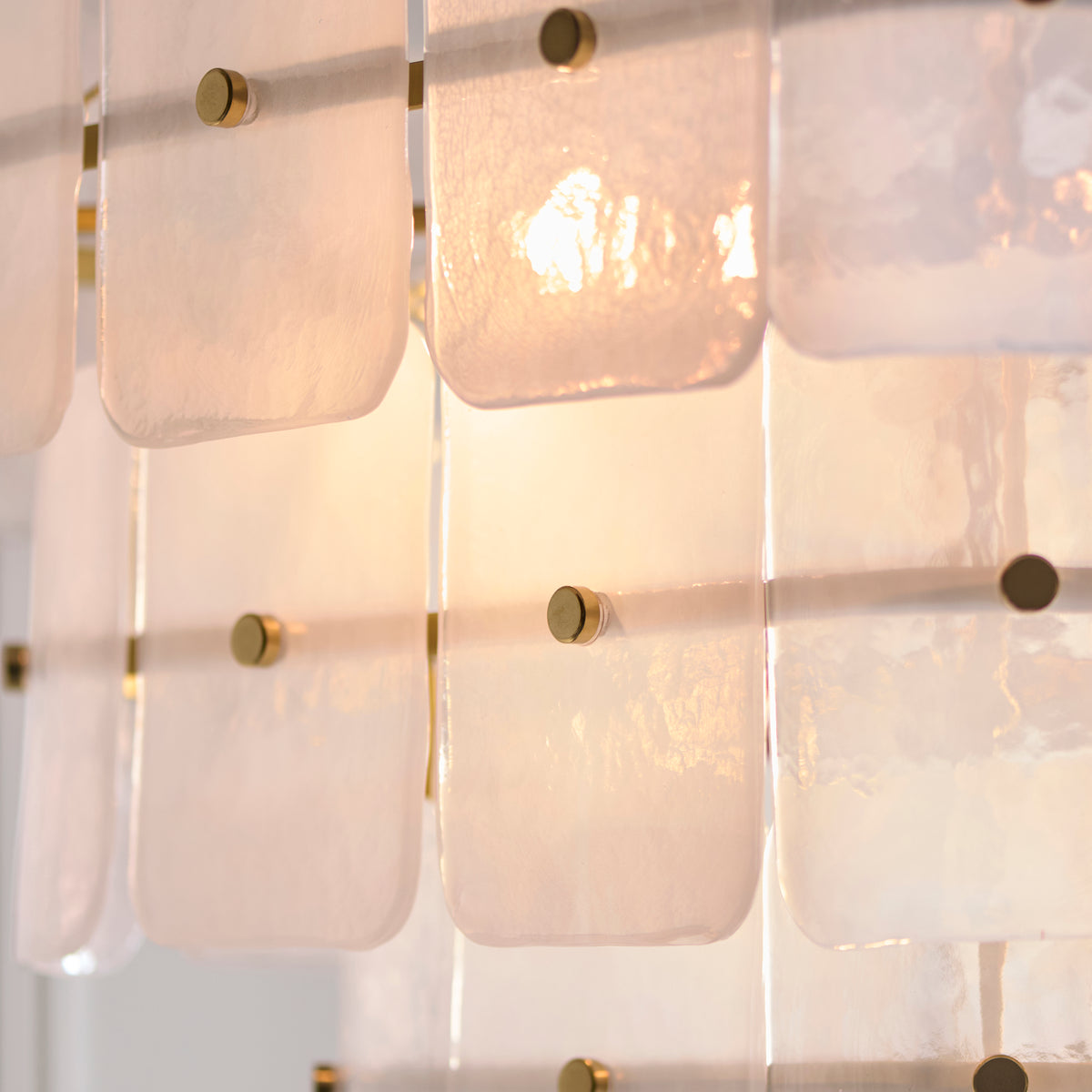 Endon Venice 10 Light Pendant - Brushed Aged Brass Plate & White Handmade Textured Glass