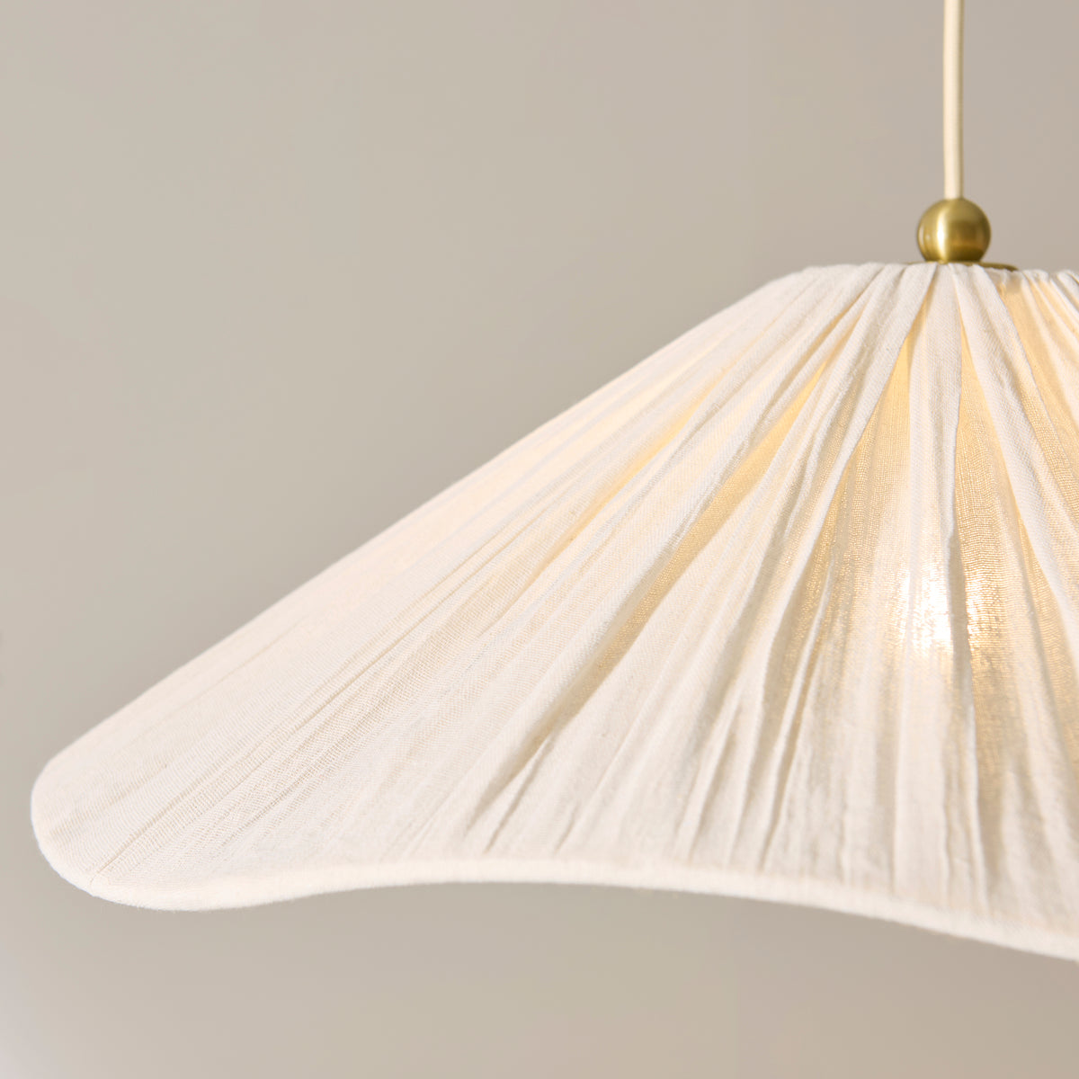 Endon Isabella Grand Pendant - Brushed Aged Brass Plate & Vintage White Fabric