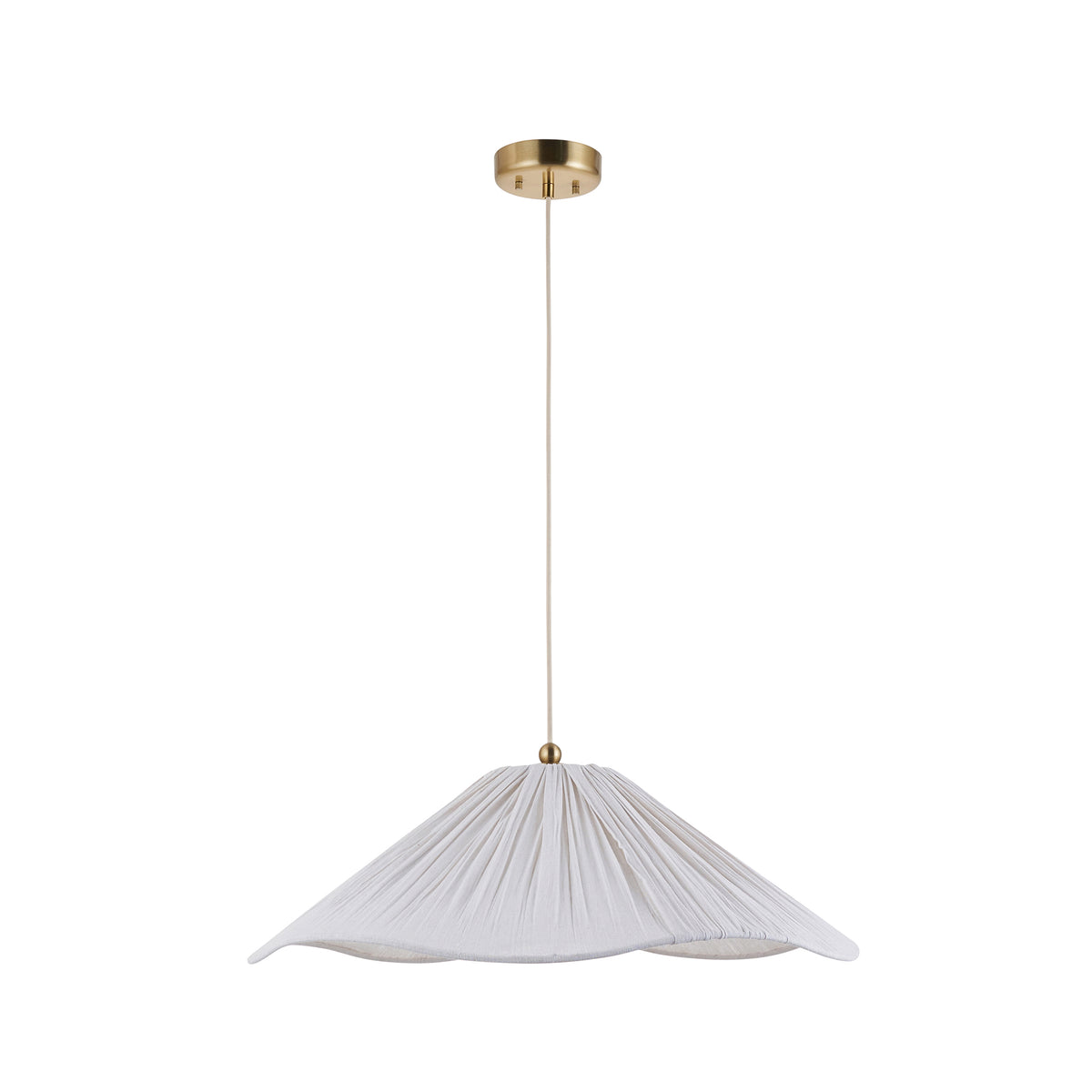 Endon Isabella Grand Pendant - Brushed Aged Brass Plate & Vintage White Fabric