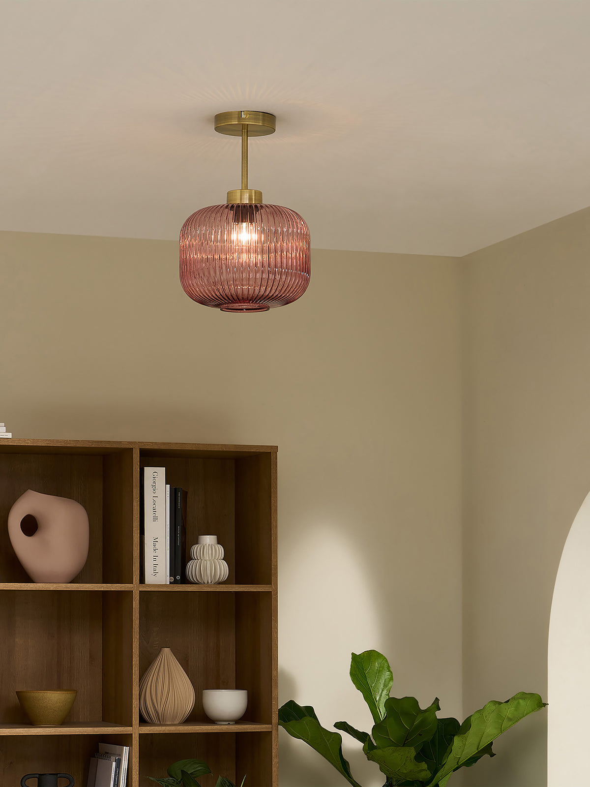 MADE.COM Briz Flush Ceiling Light - Pink