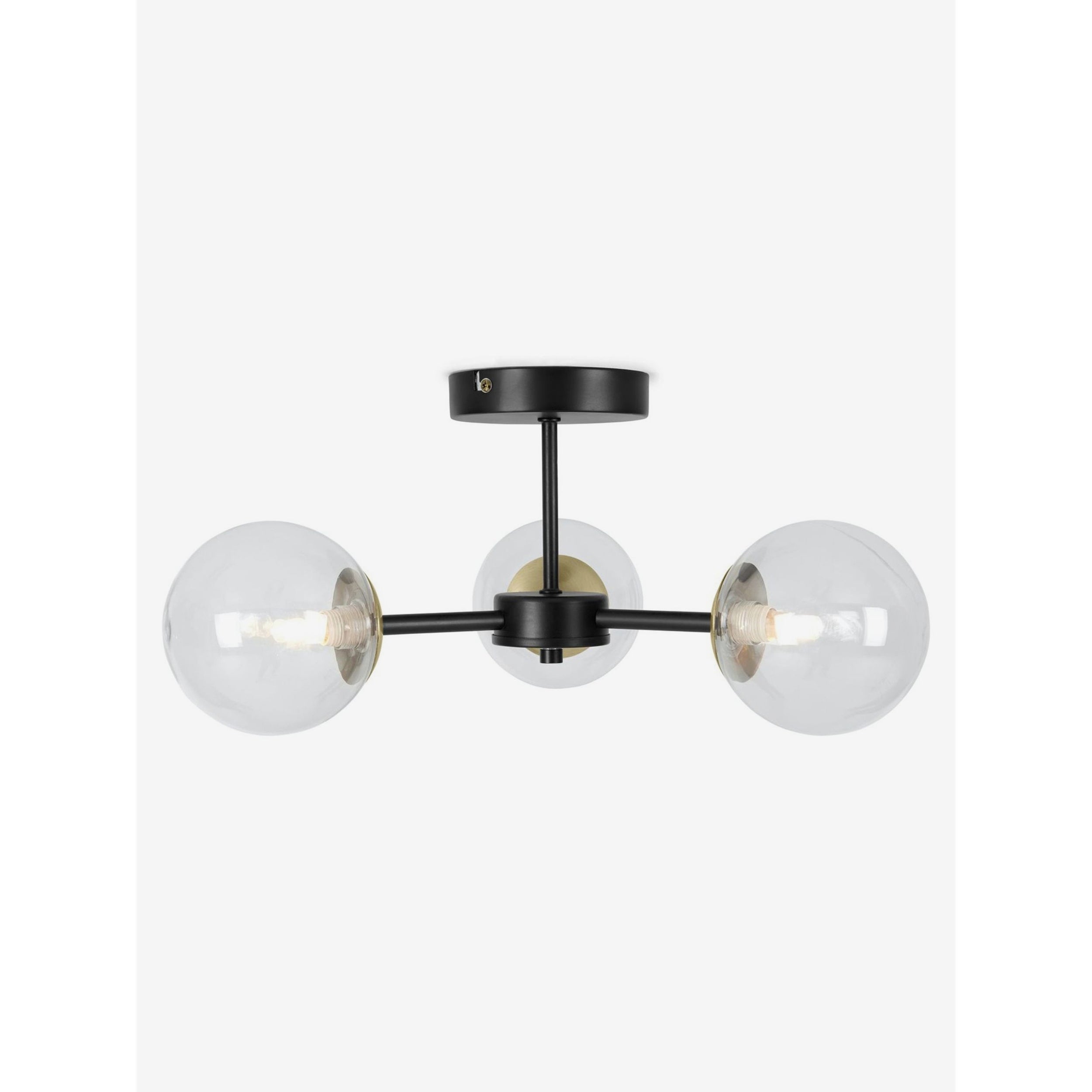 MADE.COM Globe 3 Light Flush Ceiling Light - Black & Antique Brass