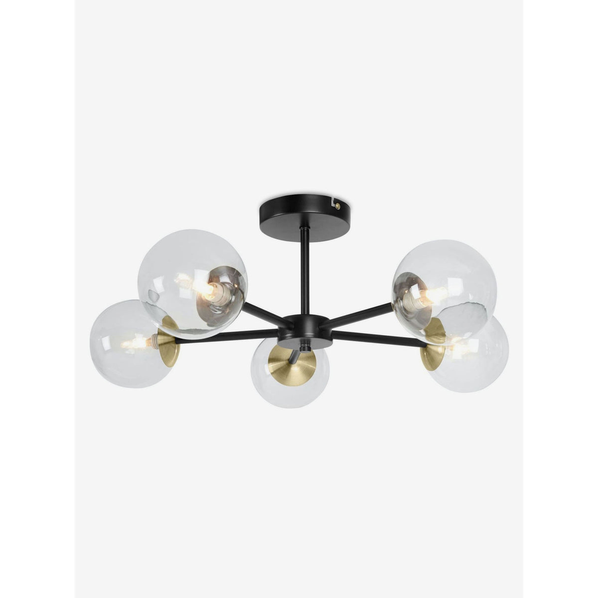 MADE.COM Globe 5 Light Flush Ceiling Light - Black & Antique Brass