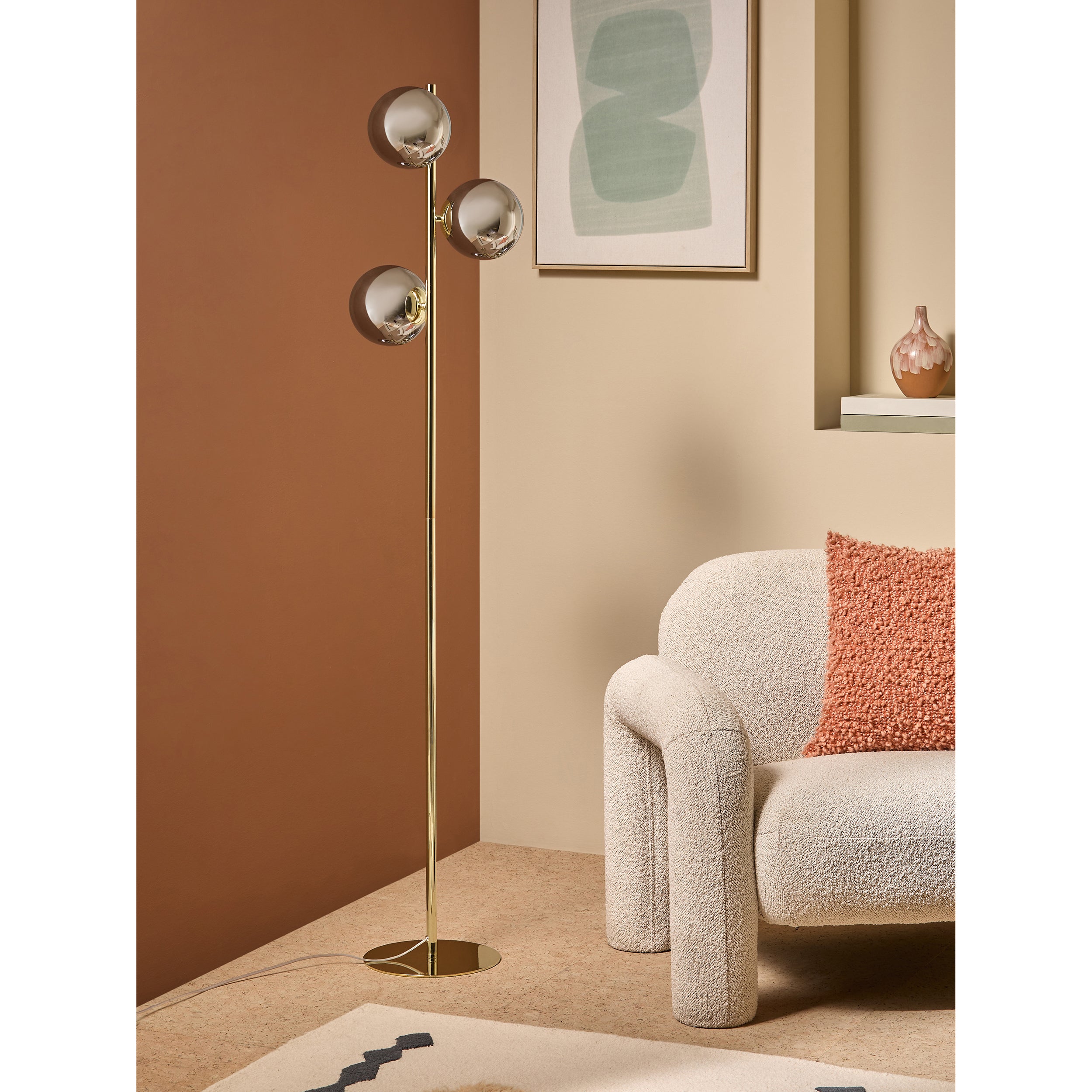 MADE.COM Globe Floor Lamp - Grey & Brass