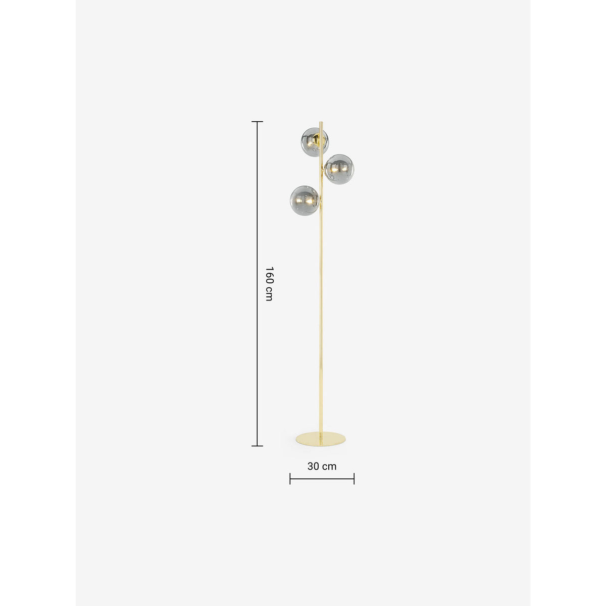 MADE.COM Globe Floor Lamp - Grey & Brass