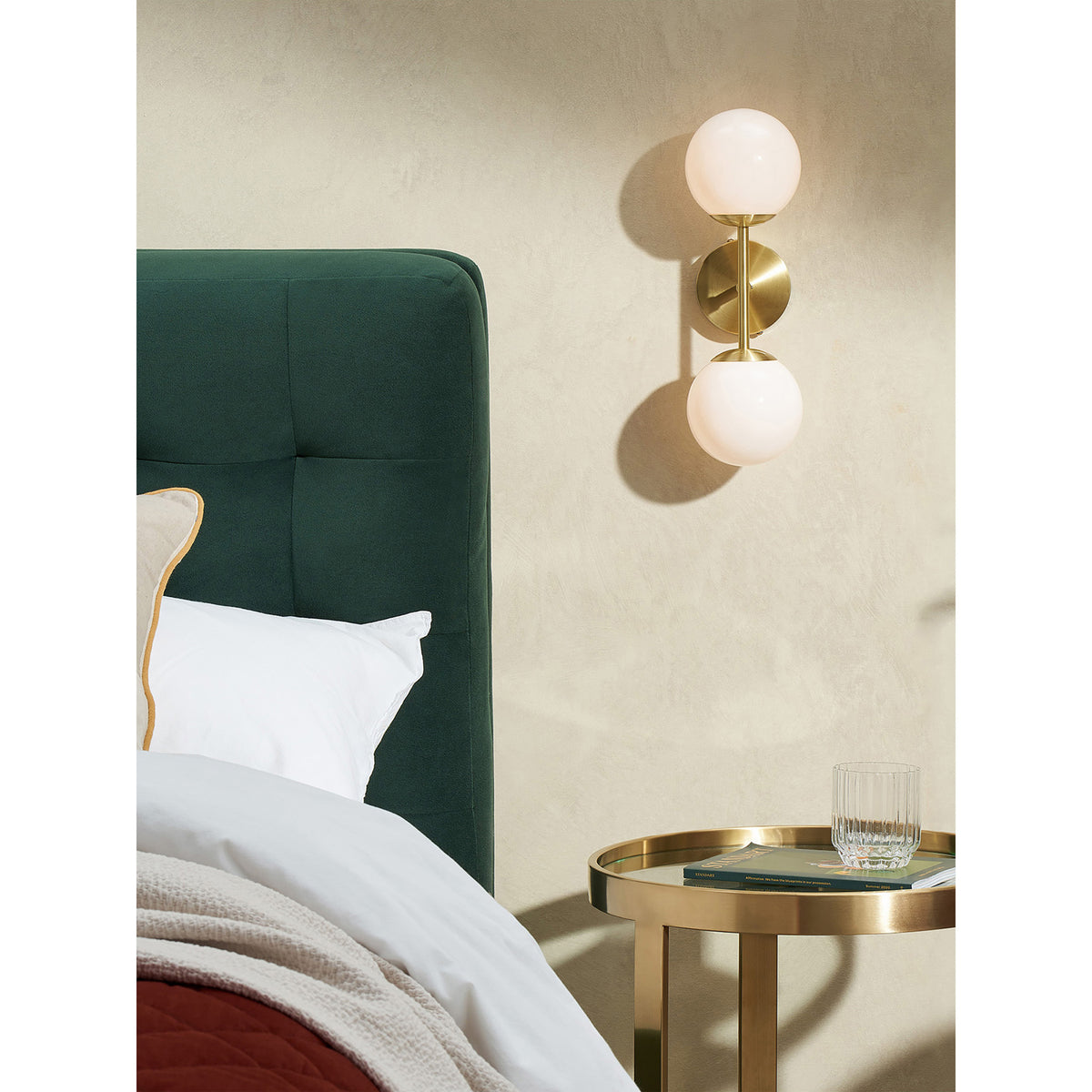 MADE.COM Globe Wall Light - Brass & Opal