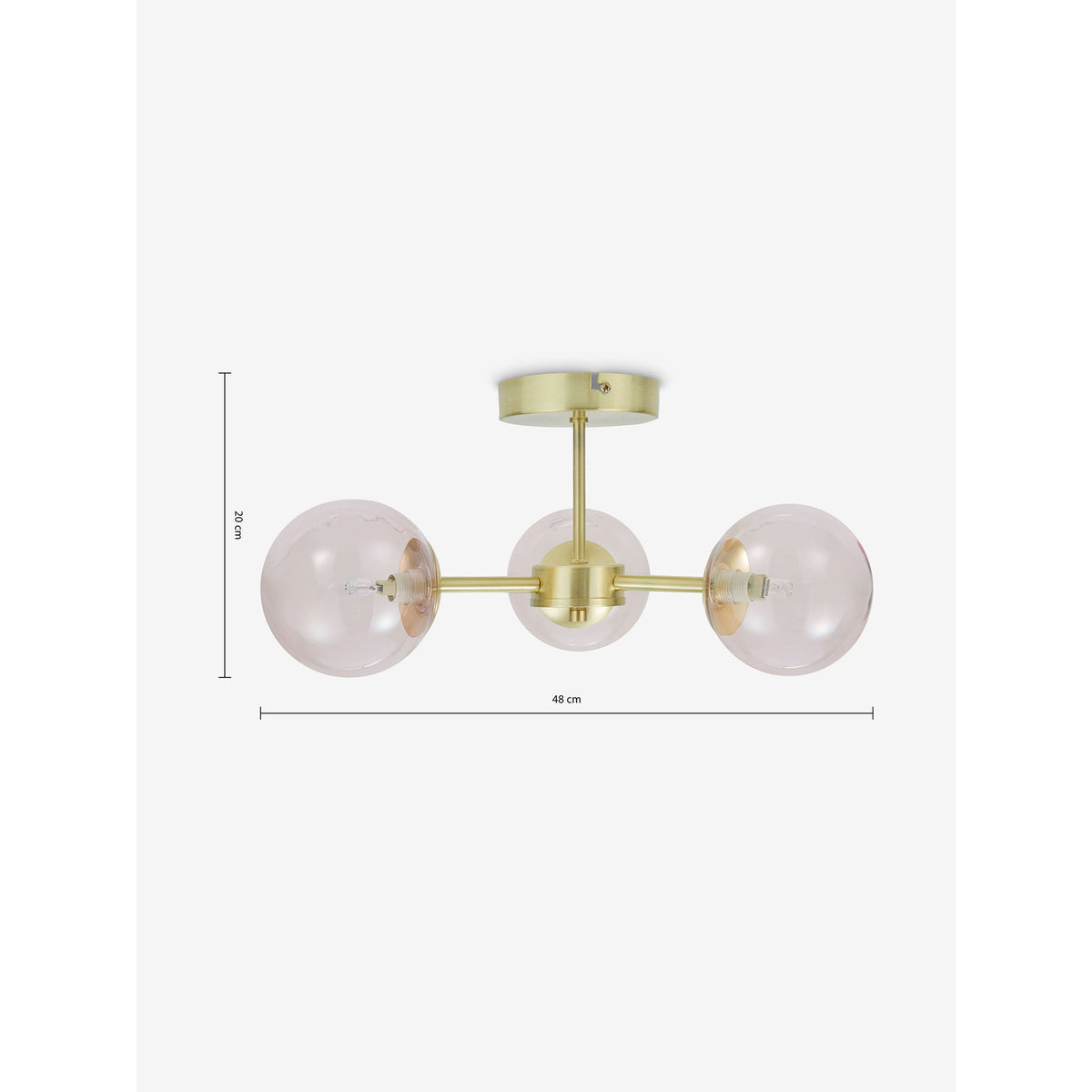 MADE.COM Globe 3 Light Flush Ceiling Light - Pink