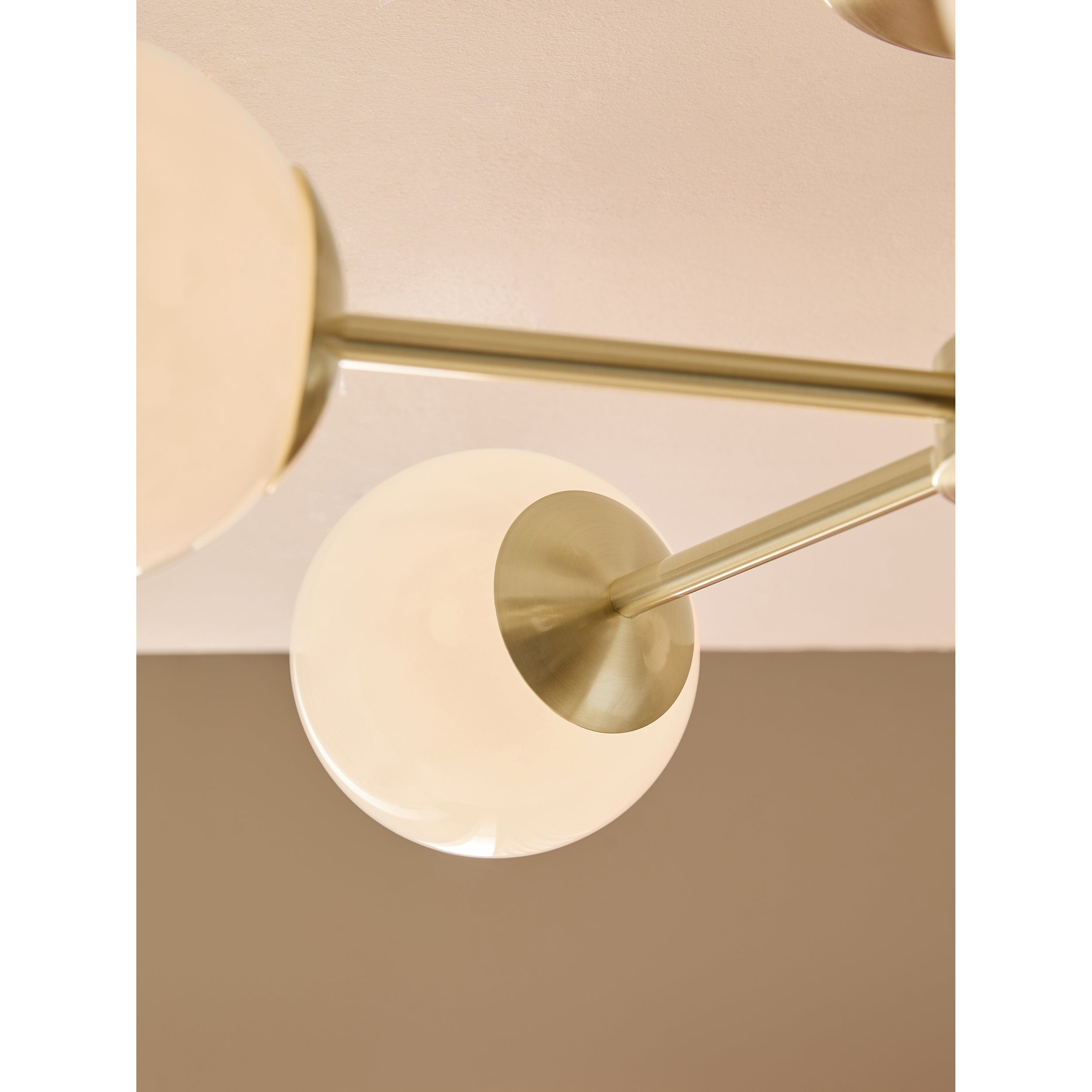 MADE.COM Globe 5 Light Flush Ceiling Light - Brass & Opal