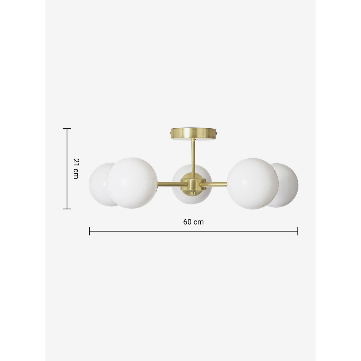 MADE.COM Globe 5 Light Flush Ceiling Light - Brass & Opal