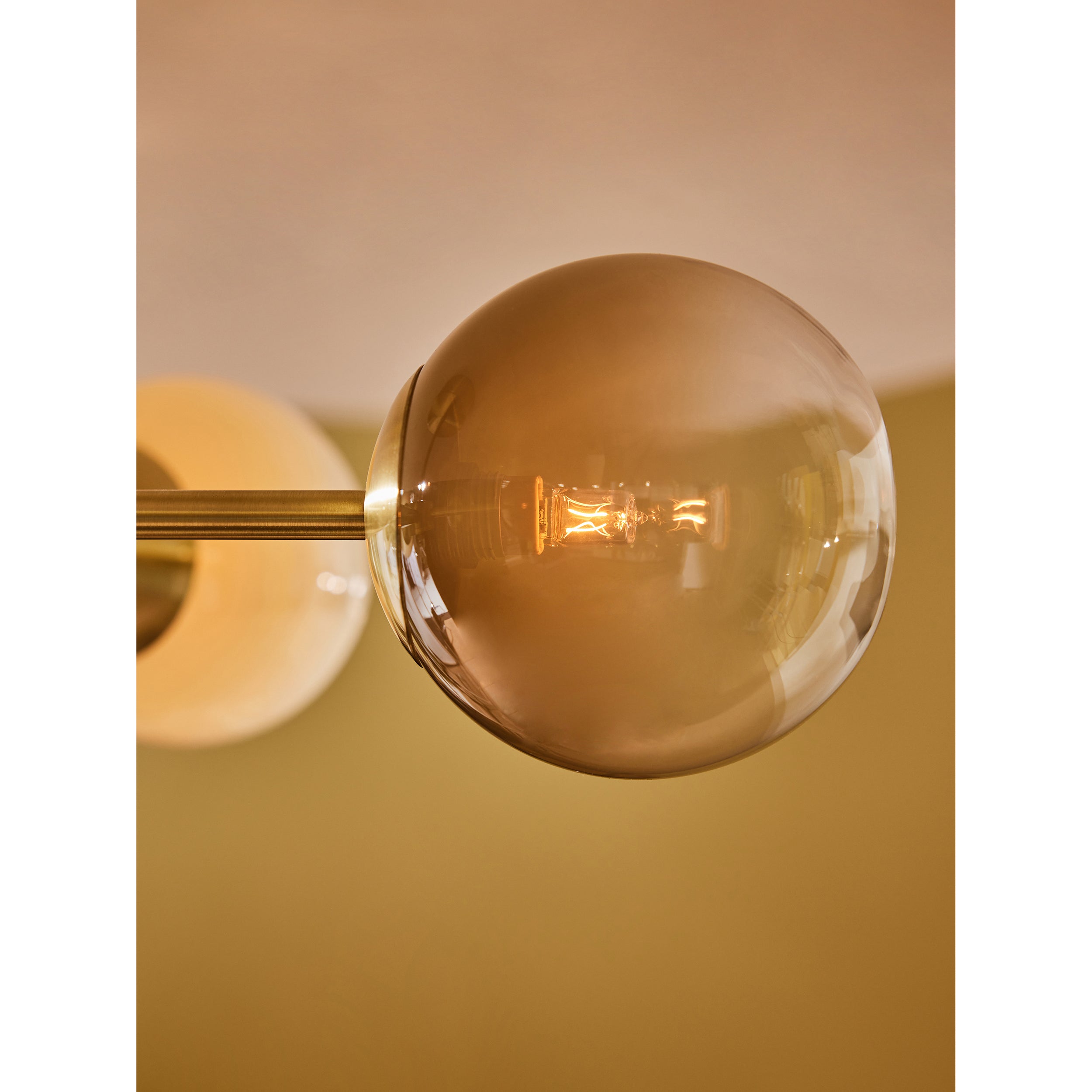 MADE.COM Globe 5 Light Flush Ceiling Light - Brass & Green Ombre
