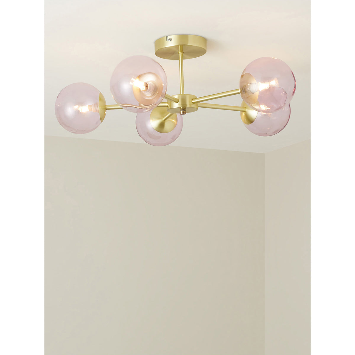 MADE.COM Globe 5 Light Flush Ceiling Light - Pink
