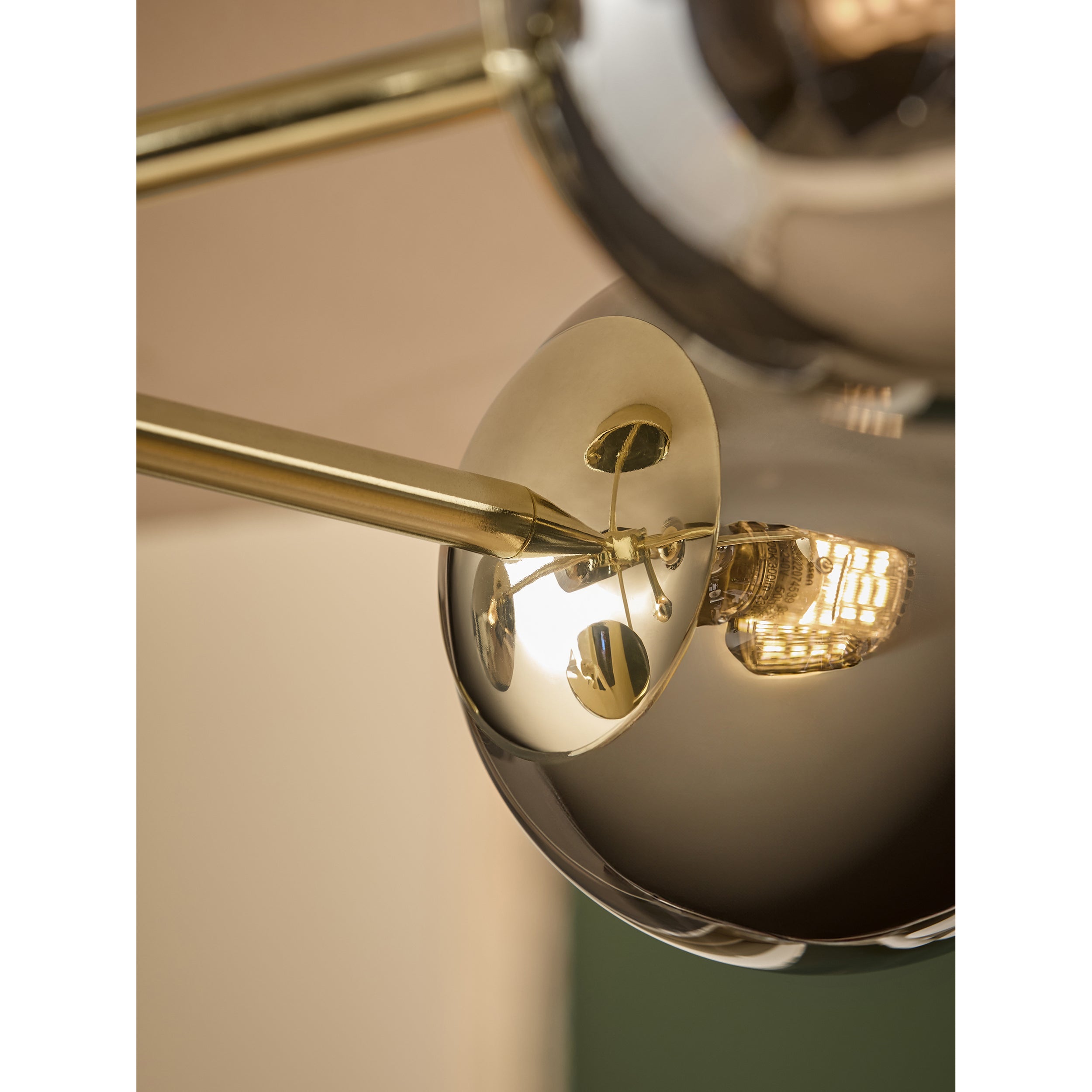 MADE.COM Globe 5 Light Flush Ceiling Light - Brass & Smoked Glass