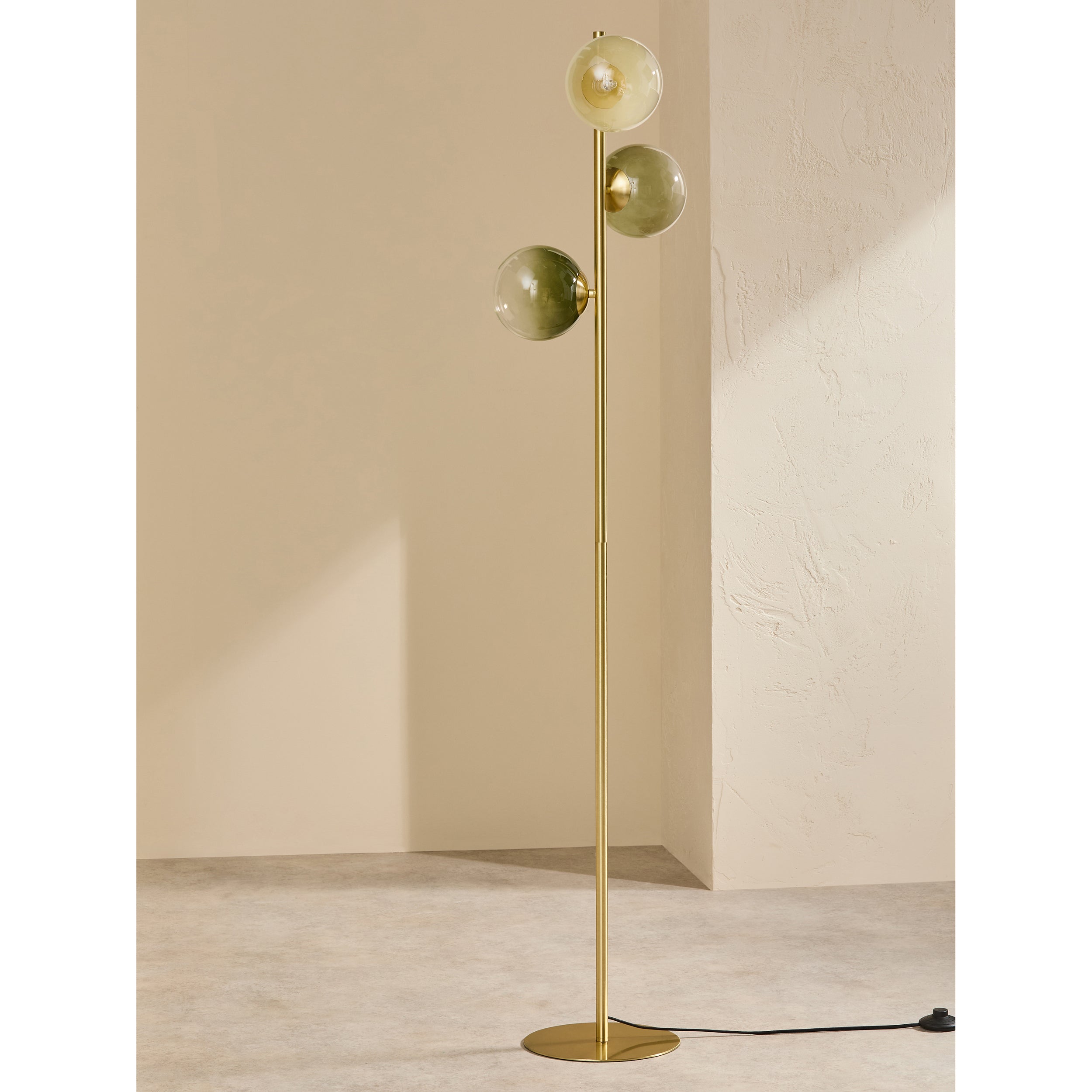 MADE.COM Globe Floor Lamp - Brass & Green Ombre