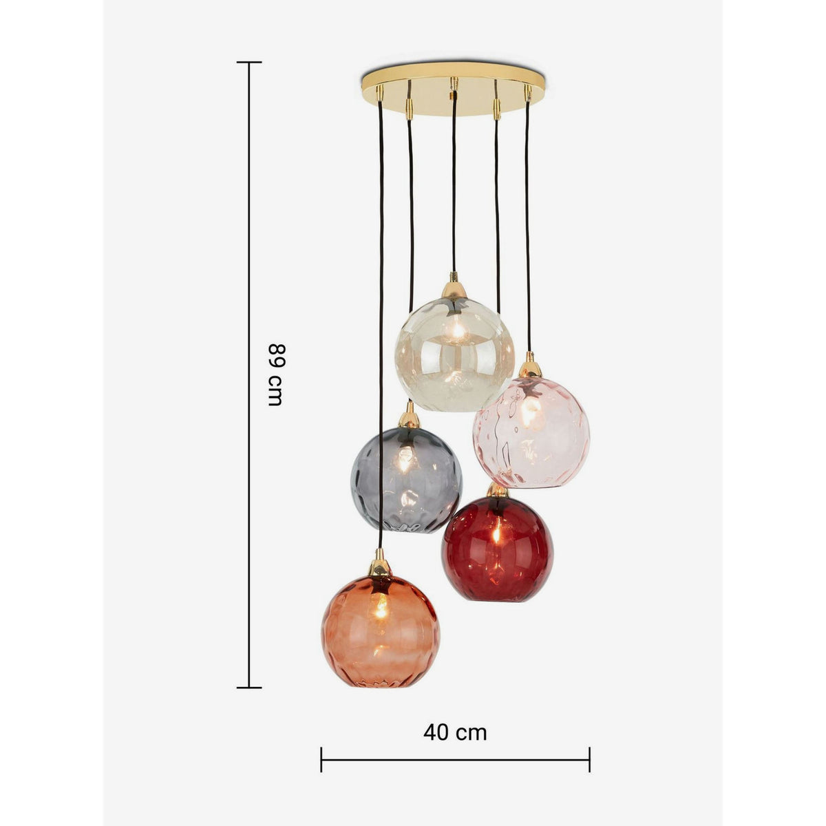MADE.COM Ilaria 5 Light Cluster Pendant - Pink Multi
