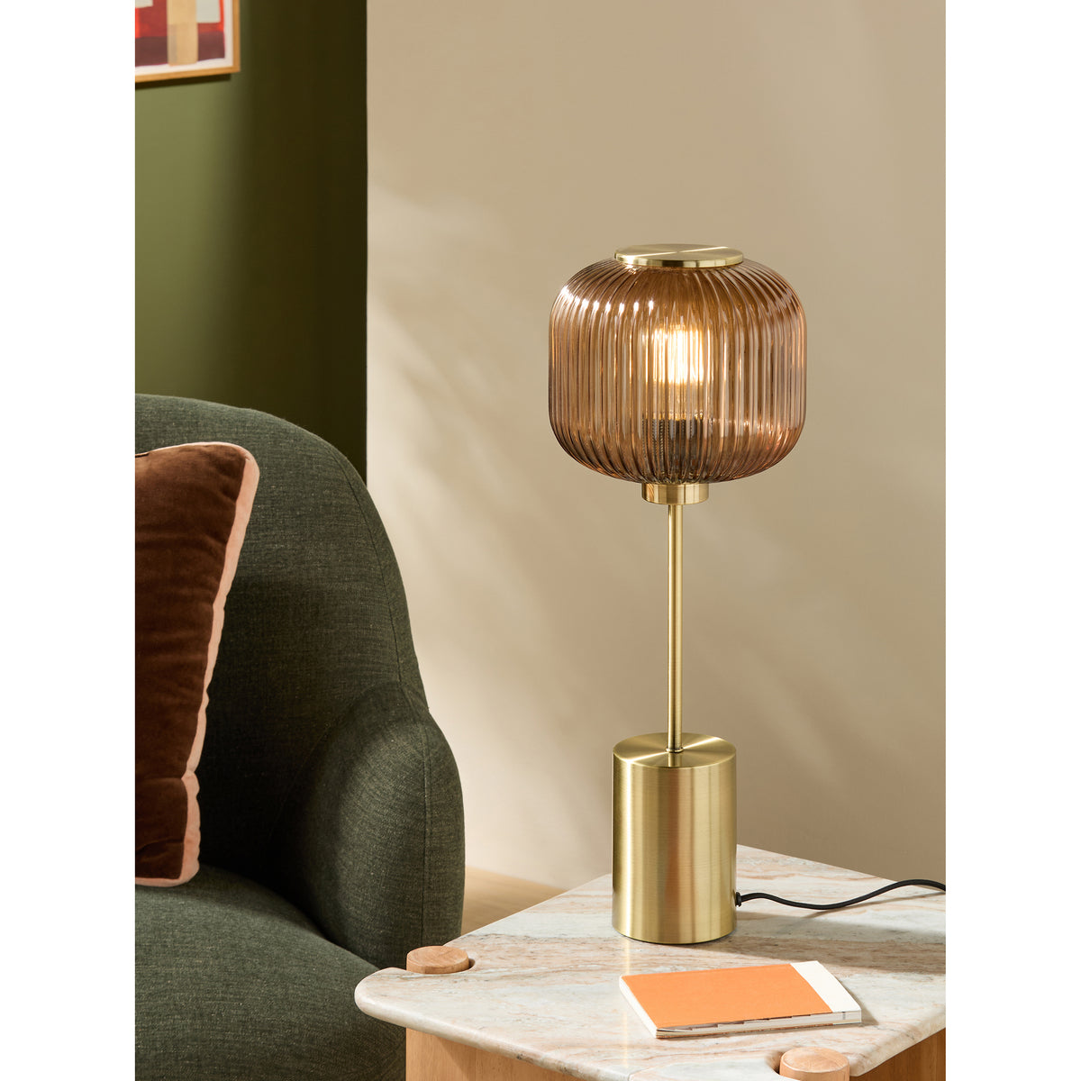 MADE.COM Briz Large Table Lamp - Amber Brown