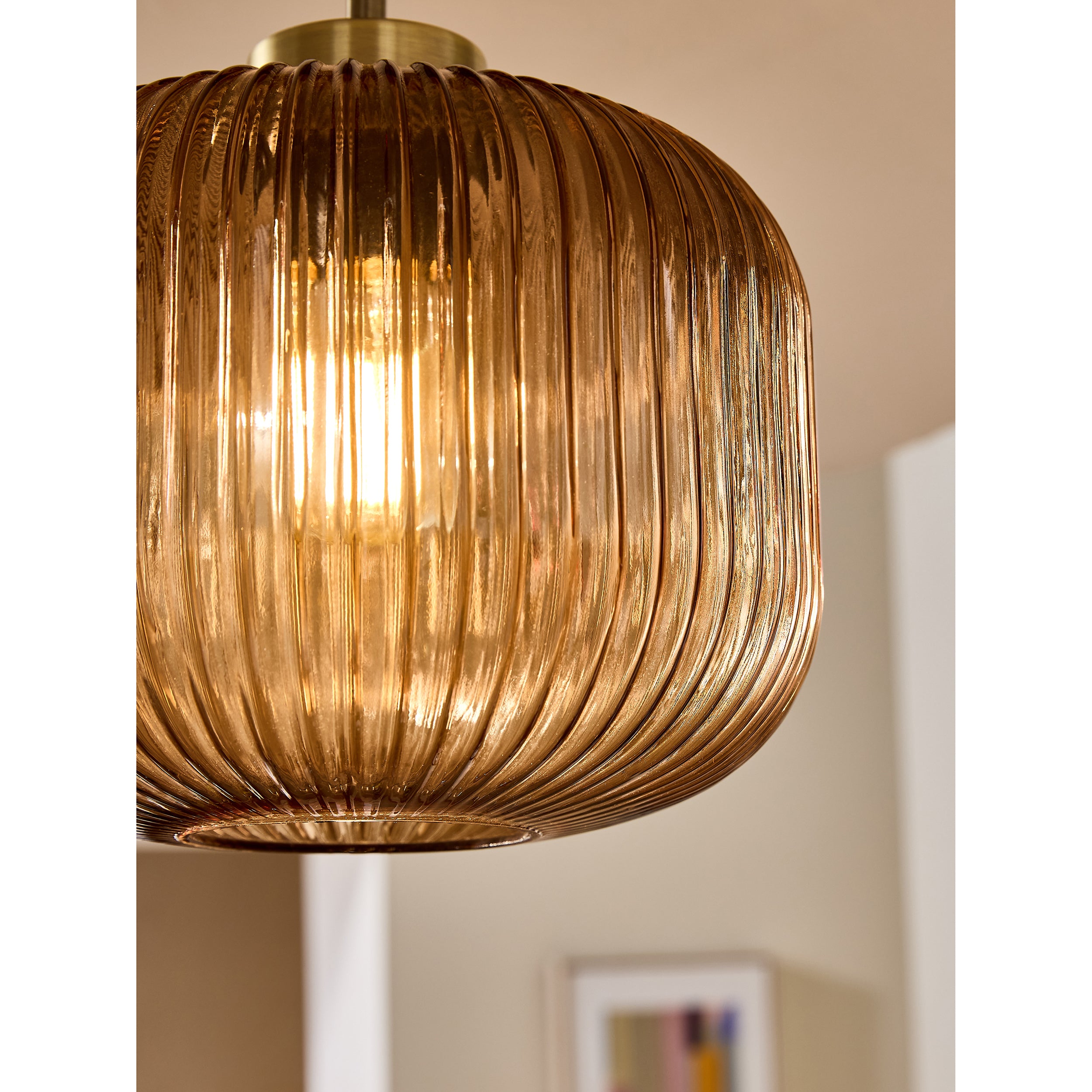 MADE.COM Briz Flush Ceiling Light - Amber Brown